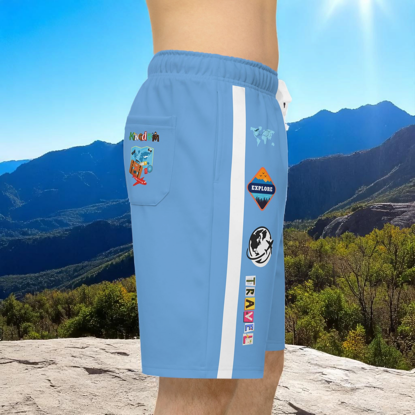 Adventure-Inspired Athletic Shorts, Casual Gym Wear, Perfect for Summer Activities