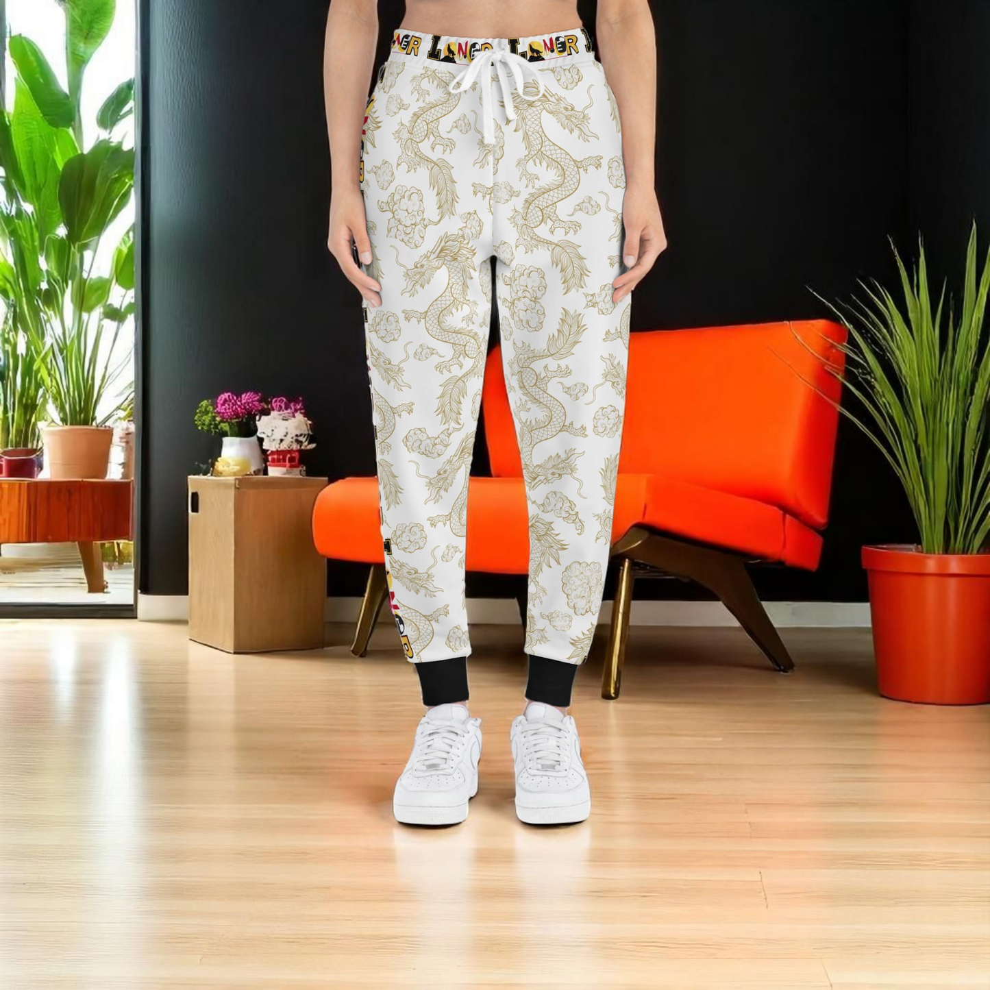 Multi- Colored Dragon Print Athletic Joggers for Comfort & Style, Unisex Casual Wear
