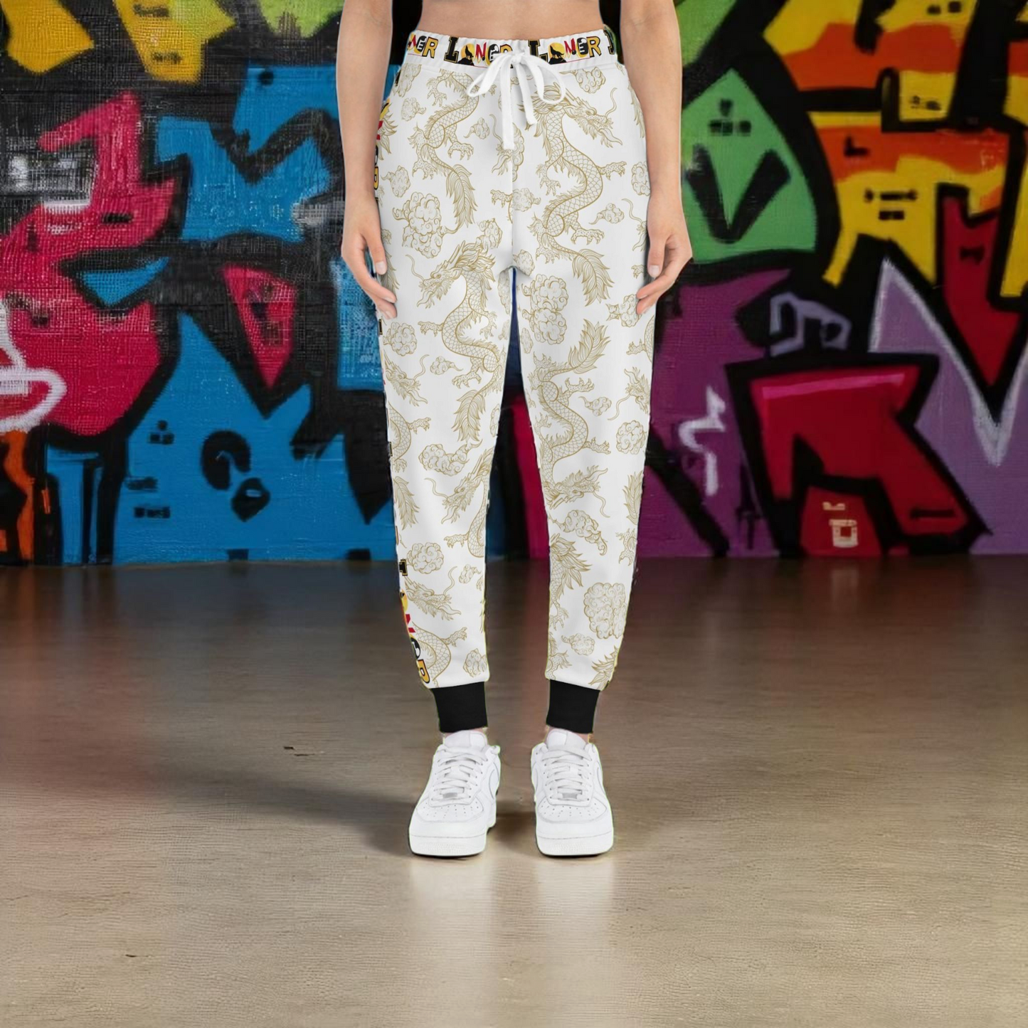 Multi- Colored Dragon Print Athletic Joggers for Comfort & Style, Unisex Casual Wear