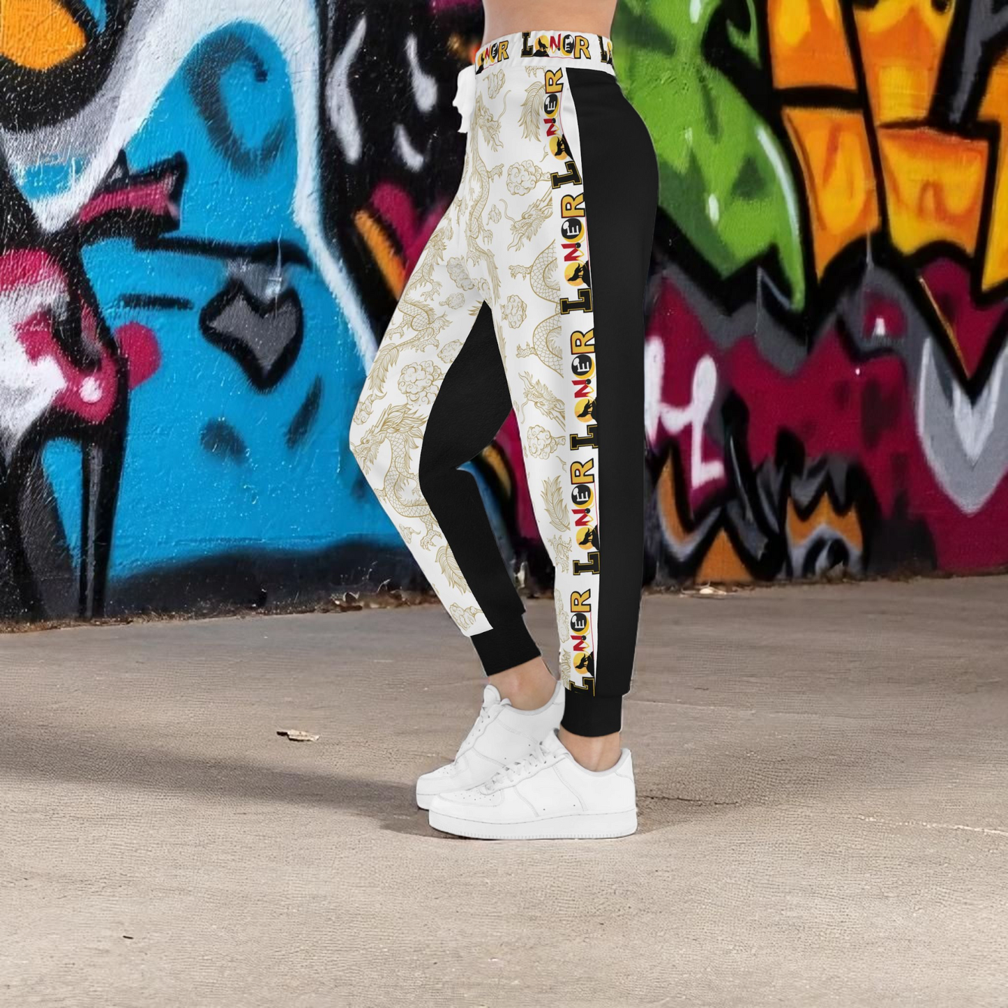 Multi- Colored Dragon Print Athletic Joggers for Comfort & Style, Unisex Casual Wear