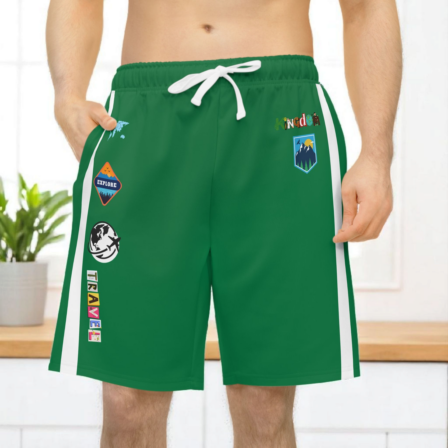 Unisex Adventure-Inspired Athletic Shorts, Casual Gym Wear, Perfect for Summer Activities