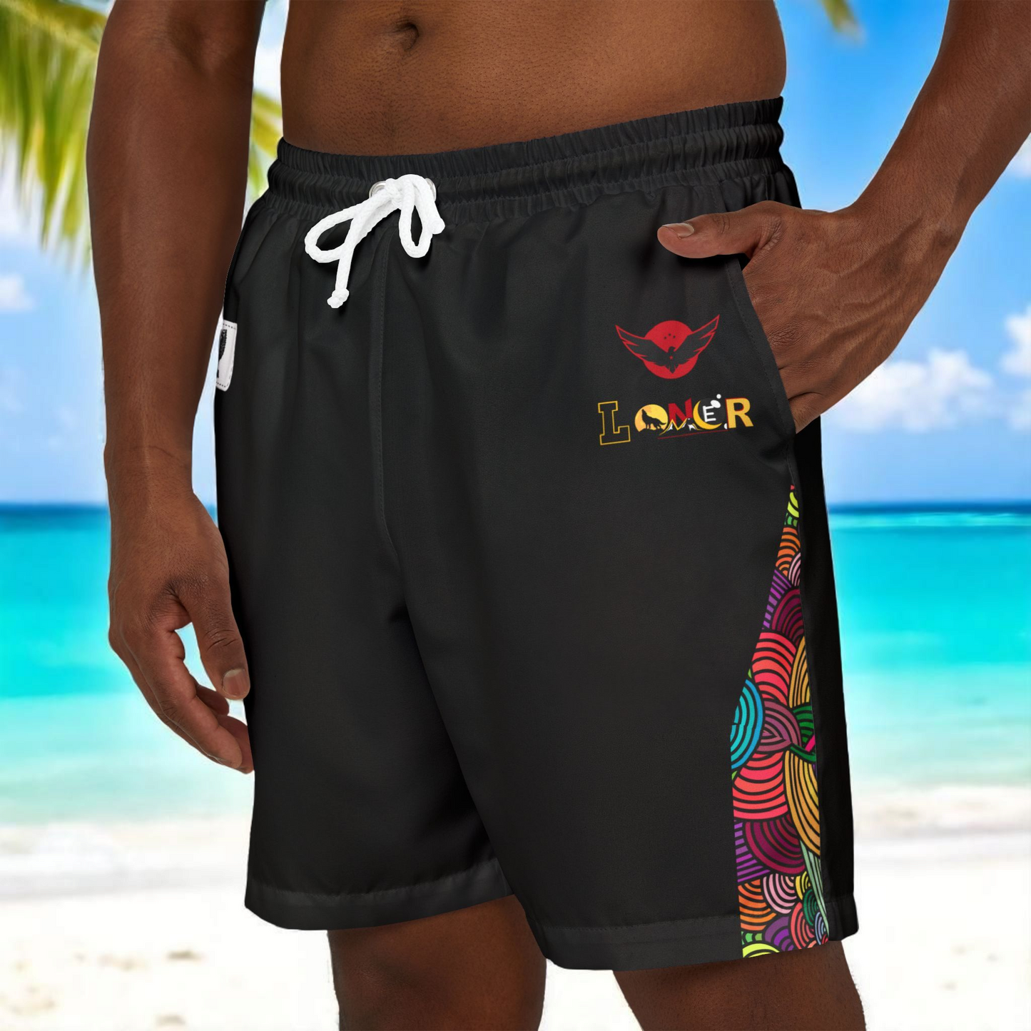 Vibrant Graphic Swim Shorts, Unisex Beachwear, Summer Essentials, Pool Party Attire