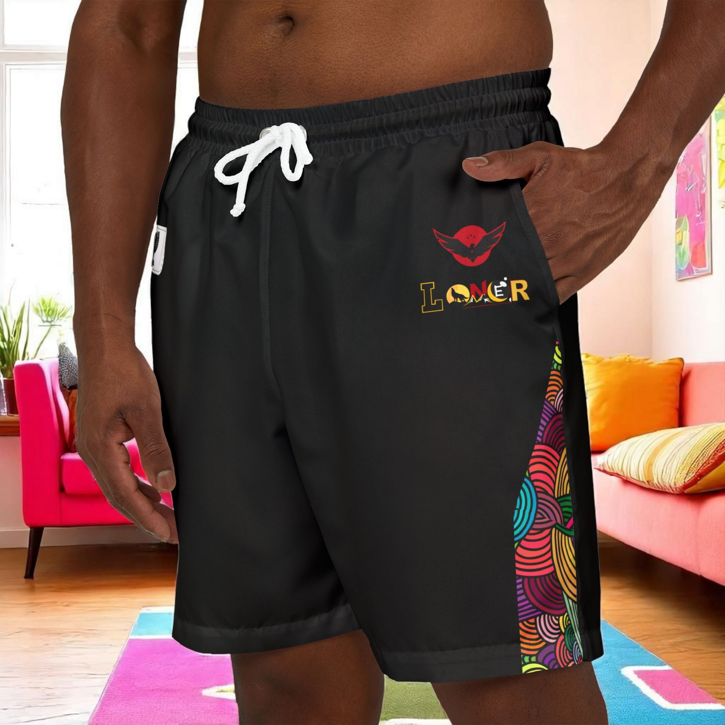 Vibrant Graphic Swim Shorts, Unisex Beachwear, Summer Essentials, Pool Party Attire