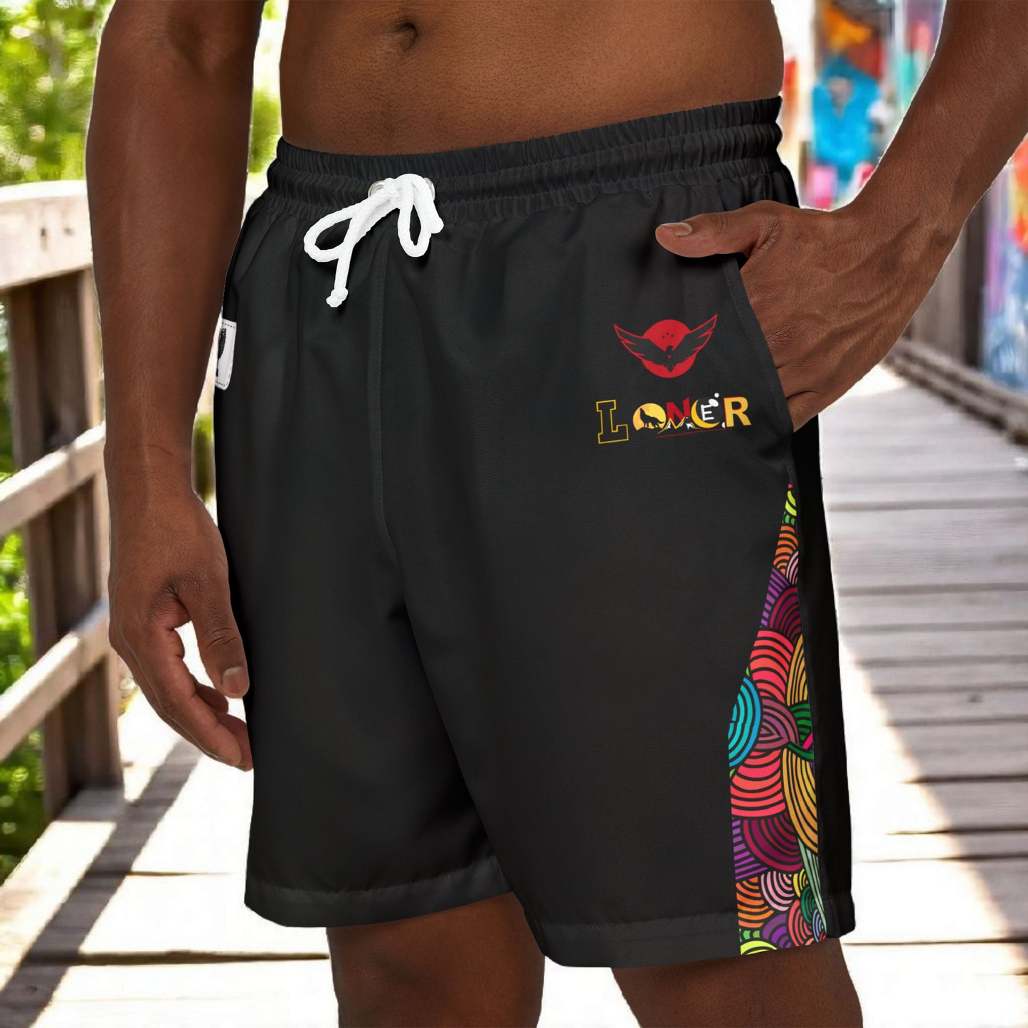 Vibrant Graphic Swim Shorts, Unisex Beachwear, Summer Essentials, Pool Party Attire