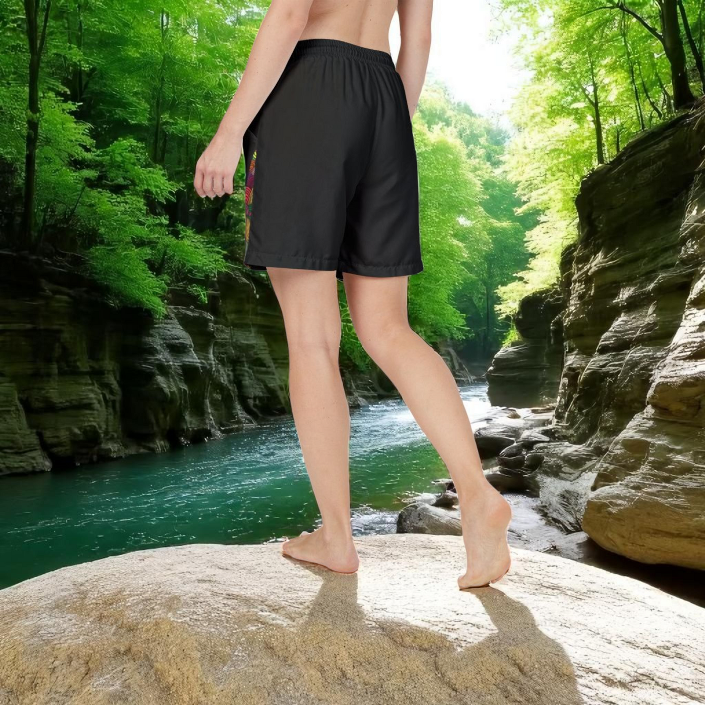 Vibrant Graphic Swim Shorts, Unisex Beachwear, Summer Essentials, Pool Party Attire