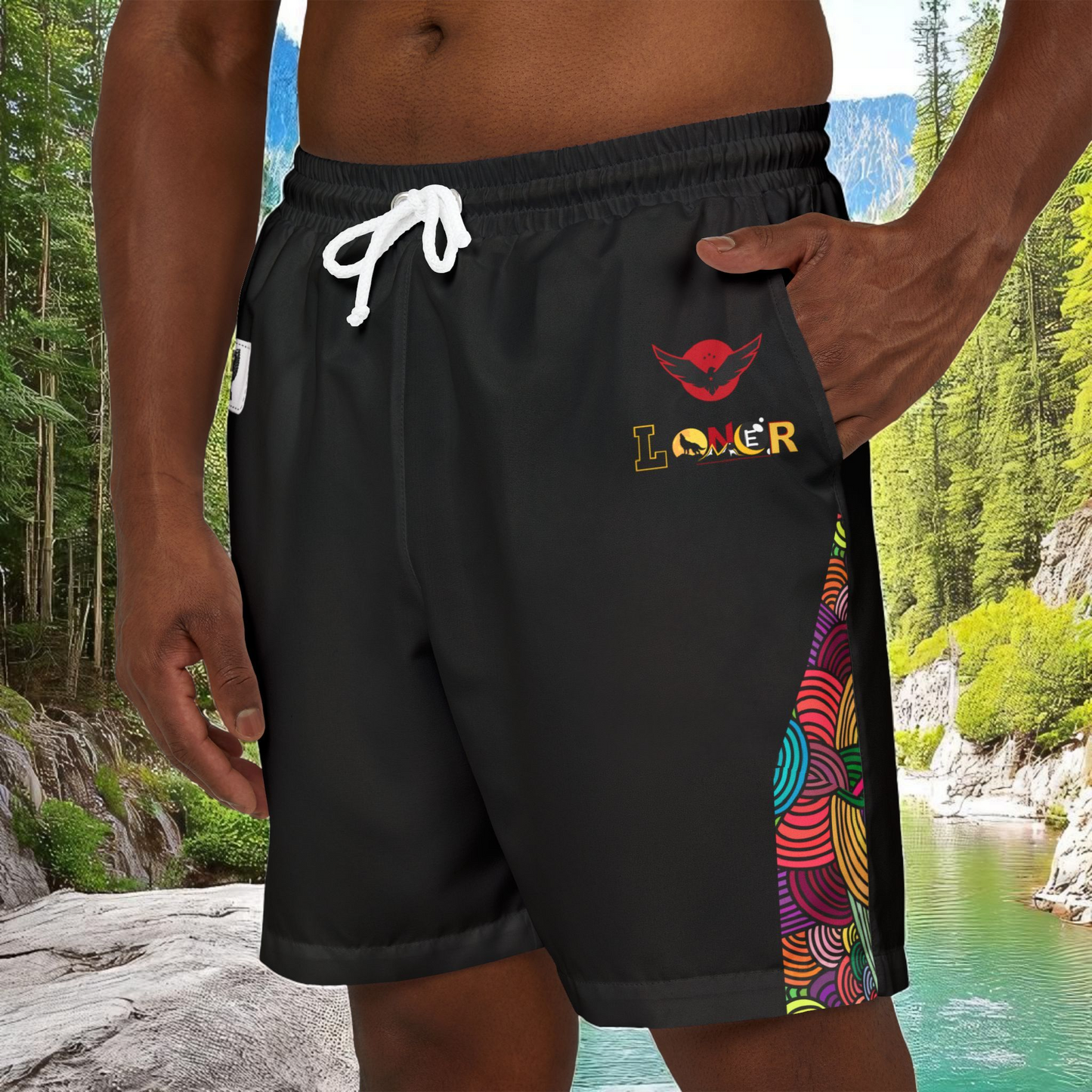 Vibrant Graphic Swim Shorts, Unisex Beachwear, Summer Essentials, Pool Party Attire