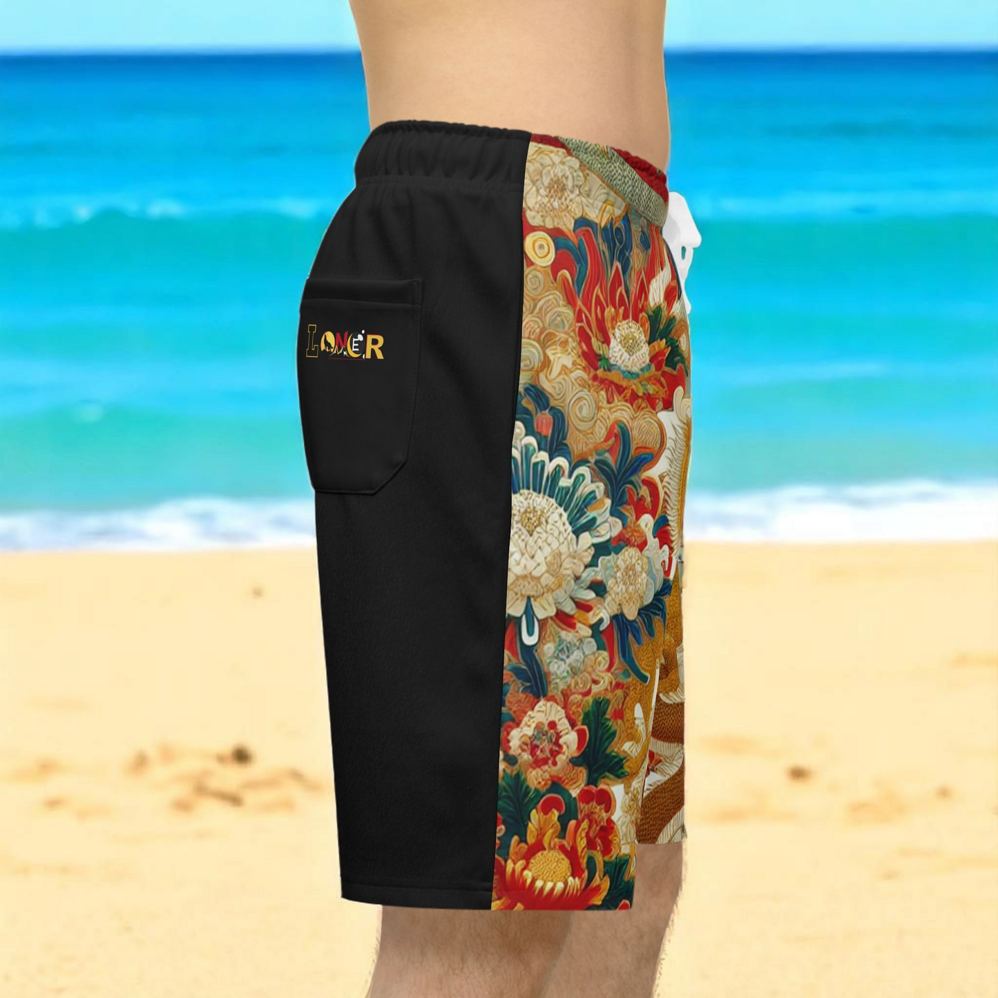 Vibrant Unisex Athletic Shorts for Summer Fun, Dragon Print Gym Shorts, Casual Long Shorts