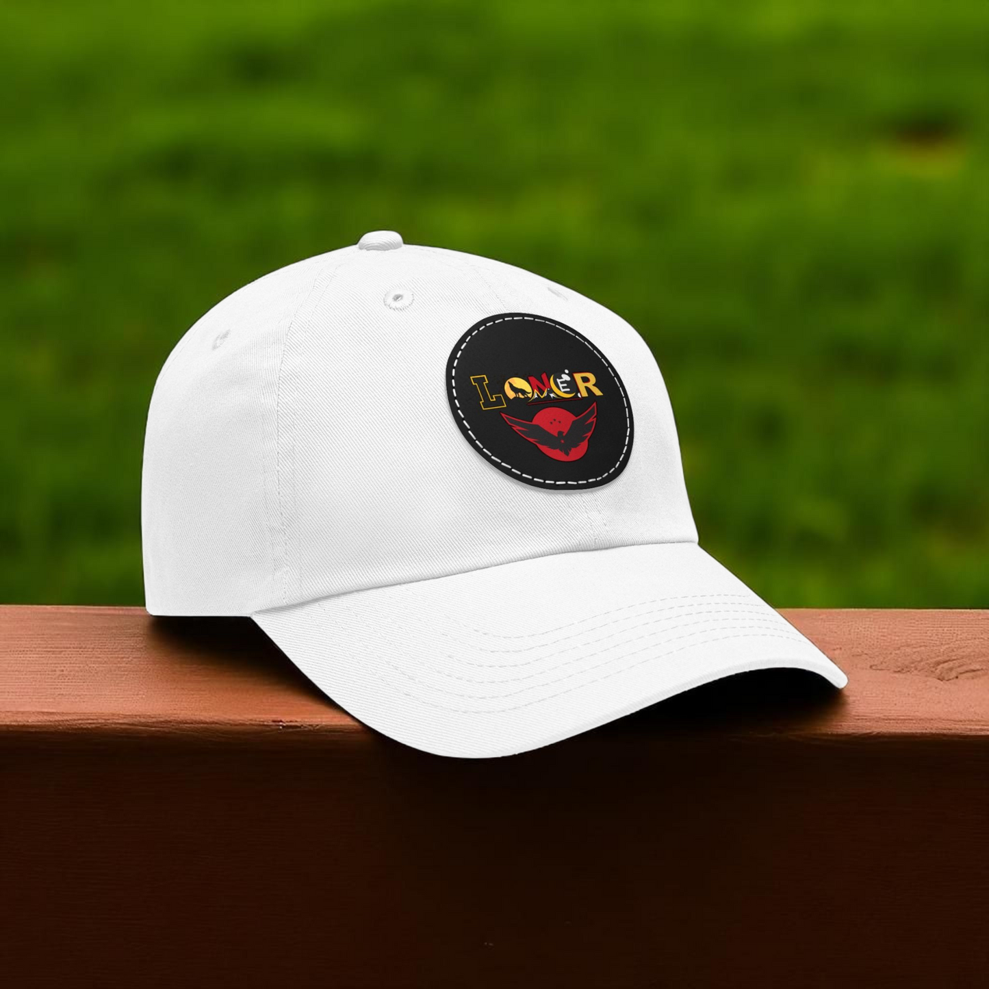 Dad Hat - Lone Wolf Themed Unisex Dad Hat with Leather Patch (Round) Unisex