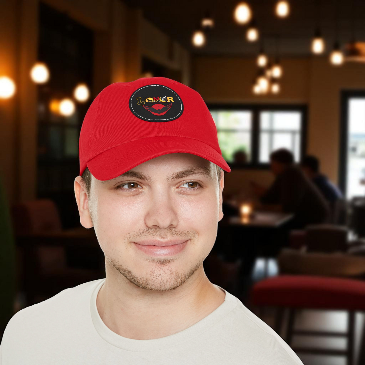 Dad Hat - Lone Wolf Themed Unisex Dad Hat with Leather Patch (Round) Unisex