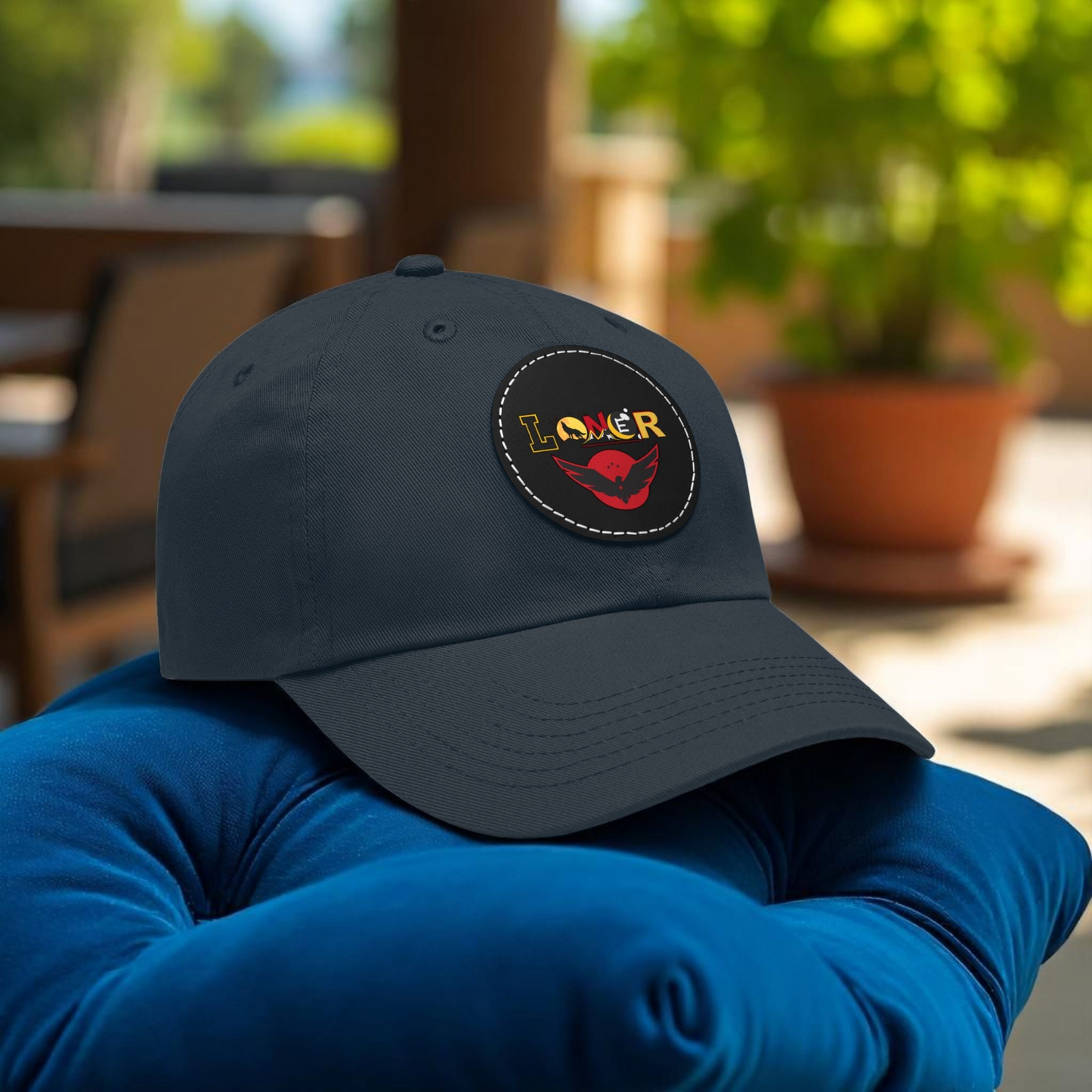 Dad Hat - Lone Wolf Themed Unisex Dad Hat with Leather Patch (Round) Unisex