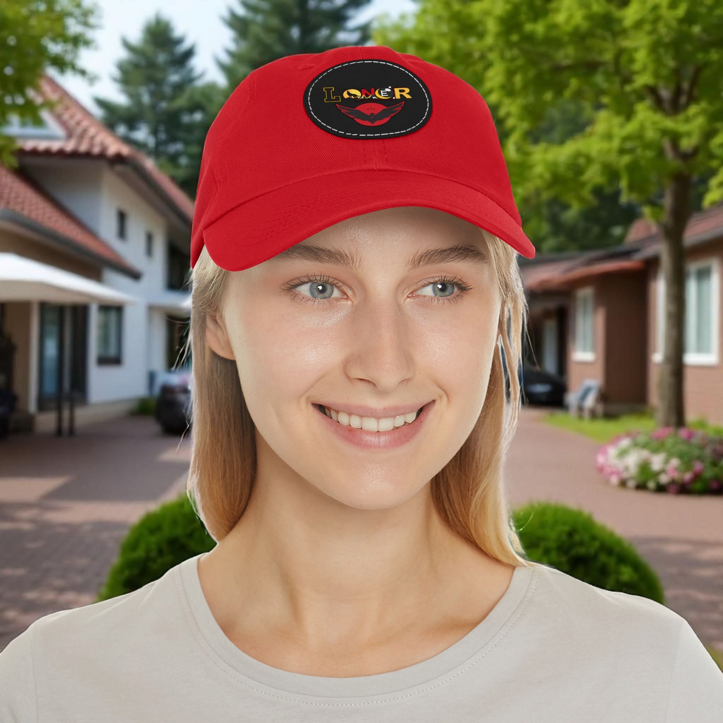 Dad Hat - Lone Wolf Themed Unisex Dad Hat with Leather Patch (Round) Unisex
