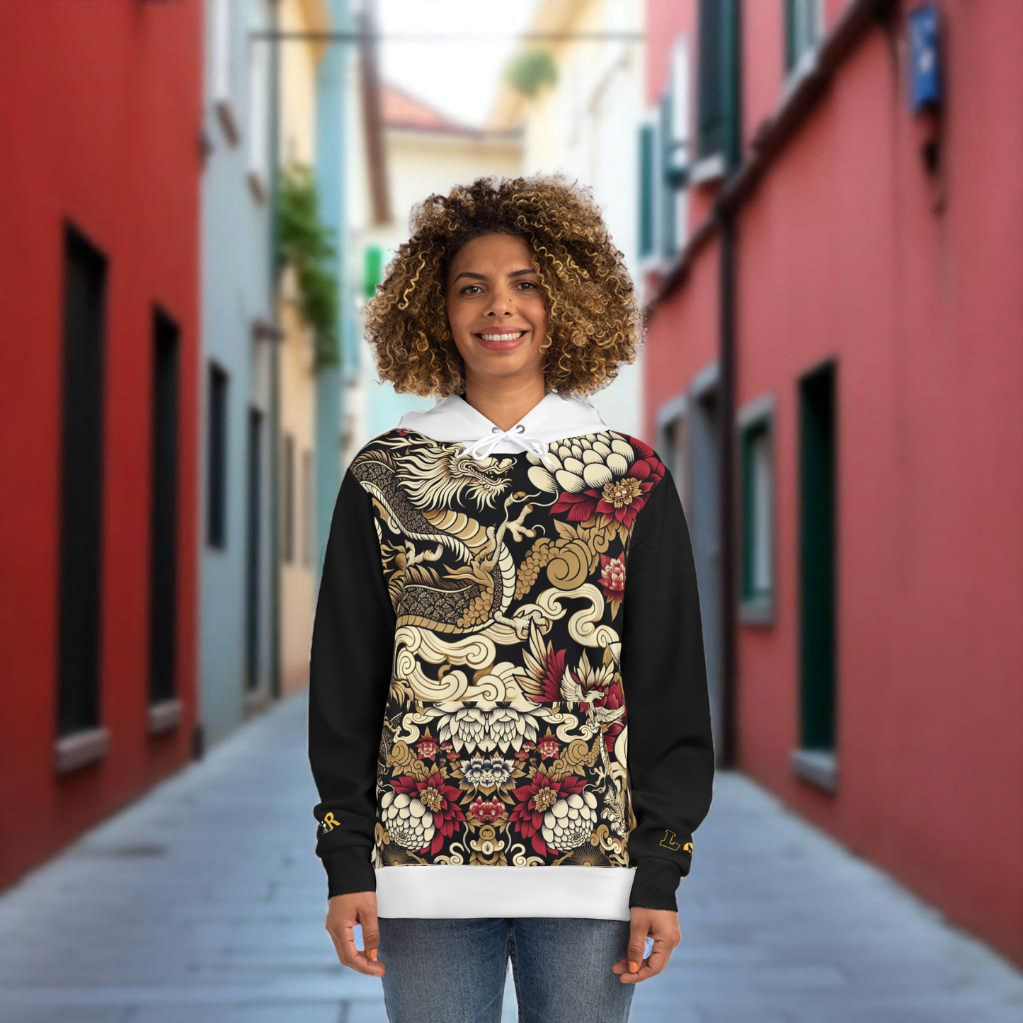 Stylish Dragon Hoodie, Unique Fashion Sweatshirt, AOP Design, Trendy Streetwear