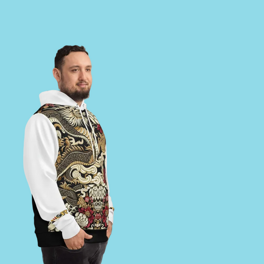 Stylish Dragon Hoodie, Unique Fashion Sweatshirt, AOP Design, Trendy Streetwear