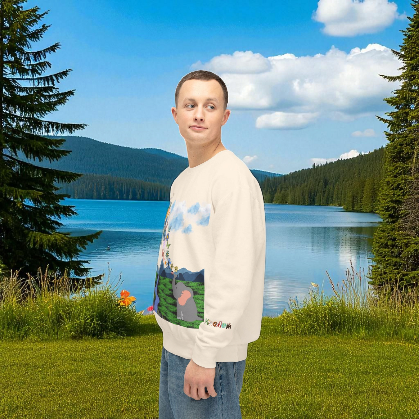 ElephantUnisex Sweatshirt, Handcrafted Space Design Comfy Pullover, Celestial Print