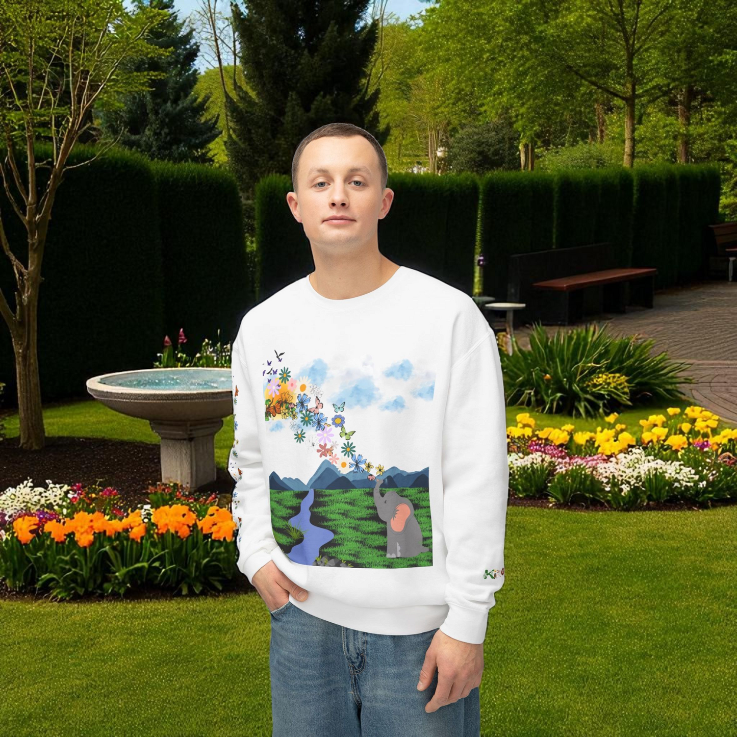 ElephantUnisex Sweatshirt, Handcrafted Space Design Comfy Pullover, Celestial Print