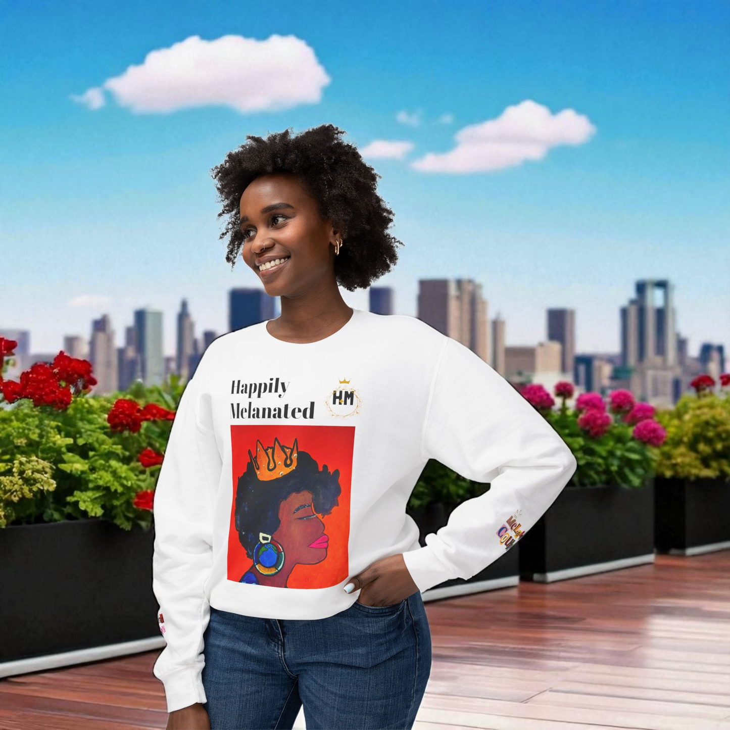Afrocentric Graphic Sweatshirt - Black Art Unisex Lightweight Crewneck