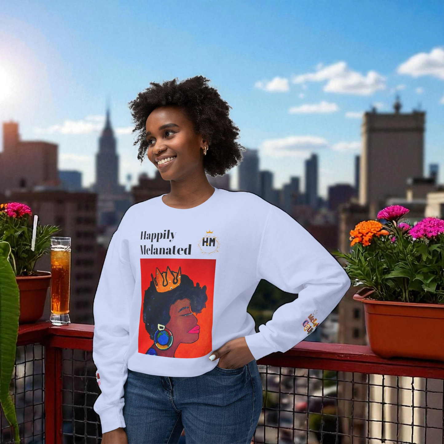 Afrocentric Graphic Sweatshirt - Black Art Unisex Lightweight Crewneck