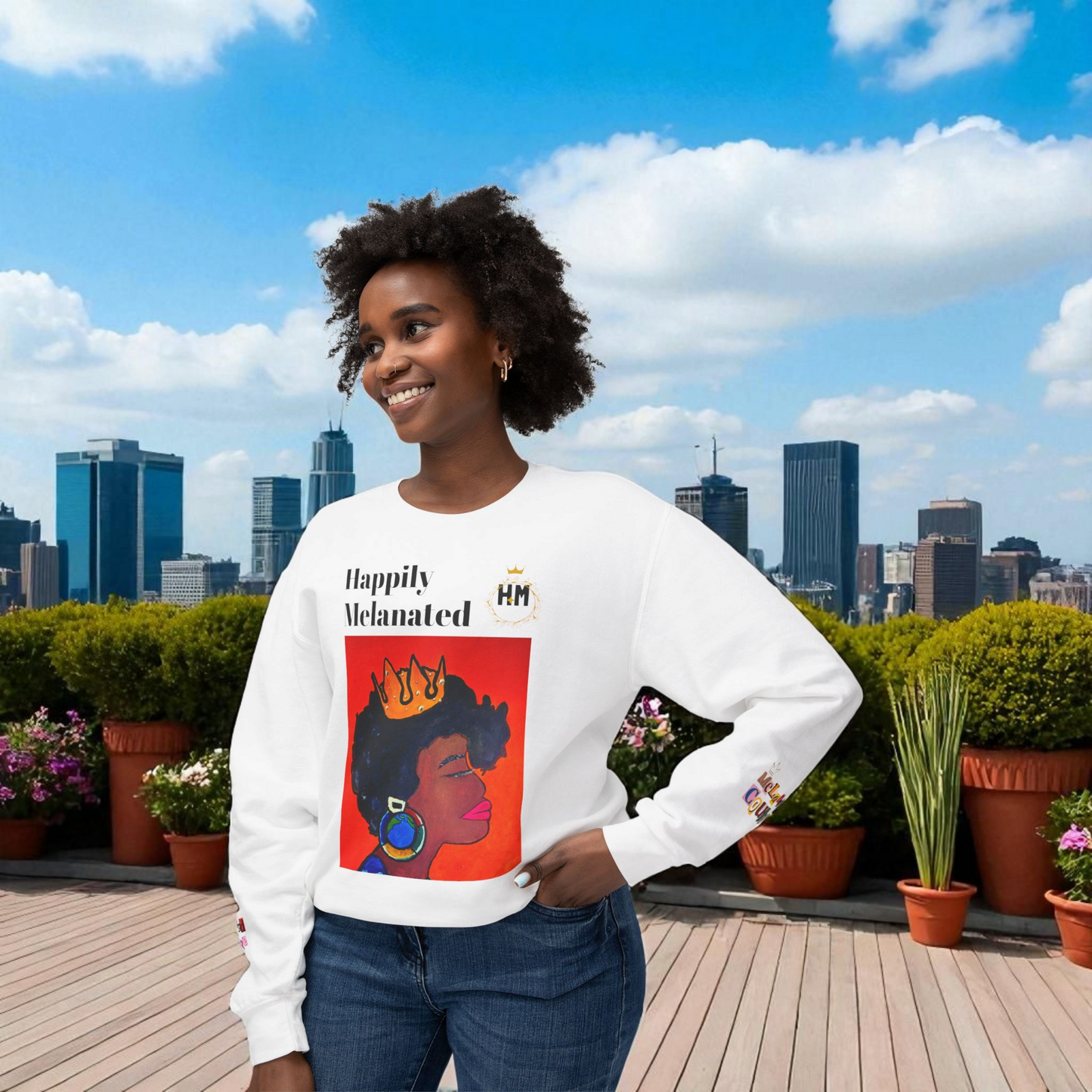 Afrocentric Graphic Sweatshirt - Black Art Unisex Lightweight Crewneck