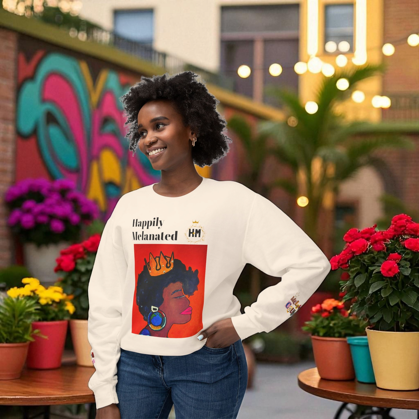 Afrocentric Graphic Sweatshirt - Black Art Unisex Lightweight Crewneck