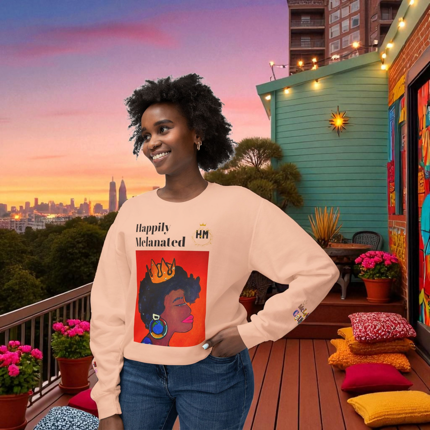 Afrocentric Graphic Sweatshirt - Black Art Unisex Lightweight Crewneck