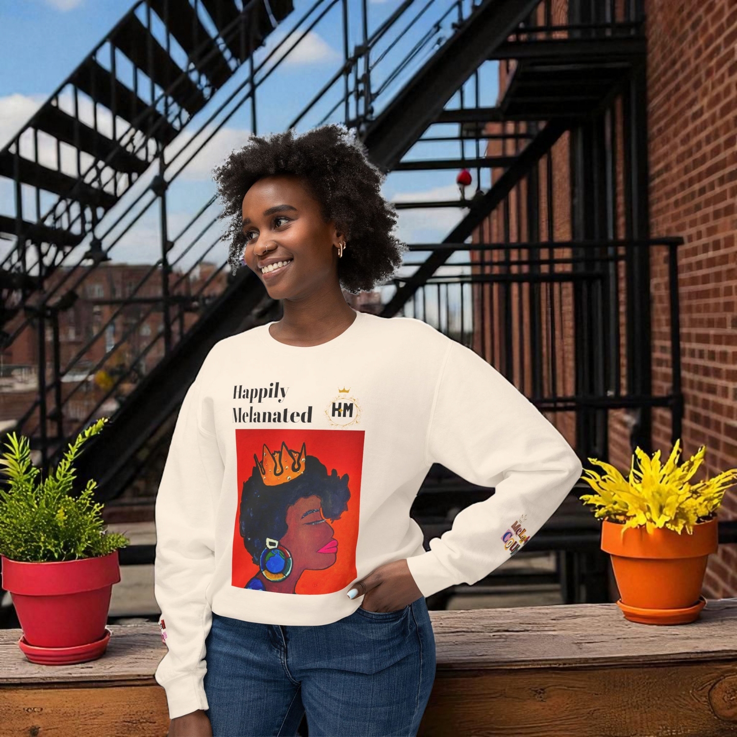 Afrocentric Graphic Sweatshirt - Black Art Unisex Lightweight Crewneck