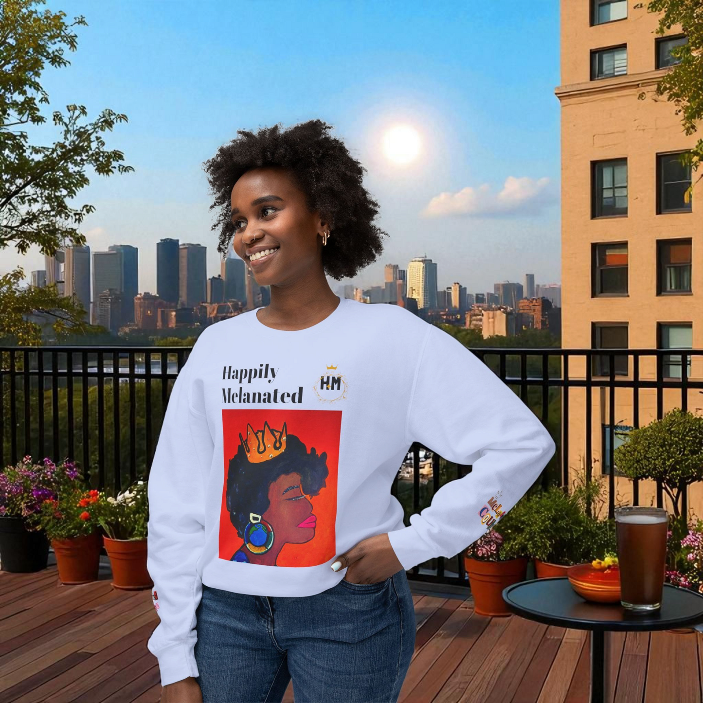 Afrocentric Graphic Sweatshirt - Black Art Unisex Lightweight Crewneck