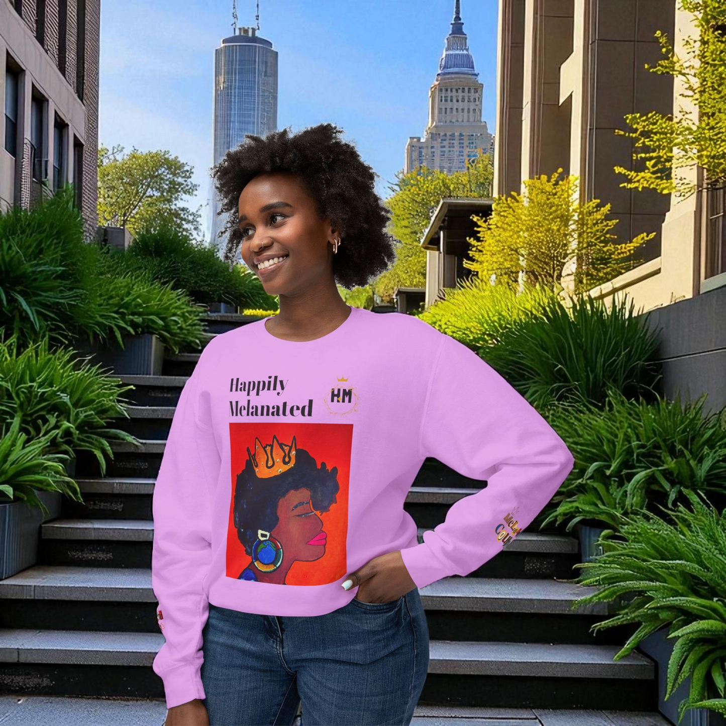 Afrocentric Graphic Sweatshirt - Black Art Unisex Lightweight Crewneck