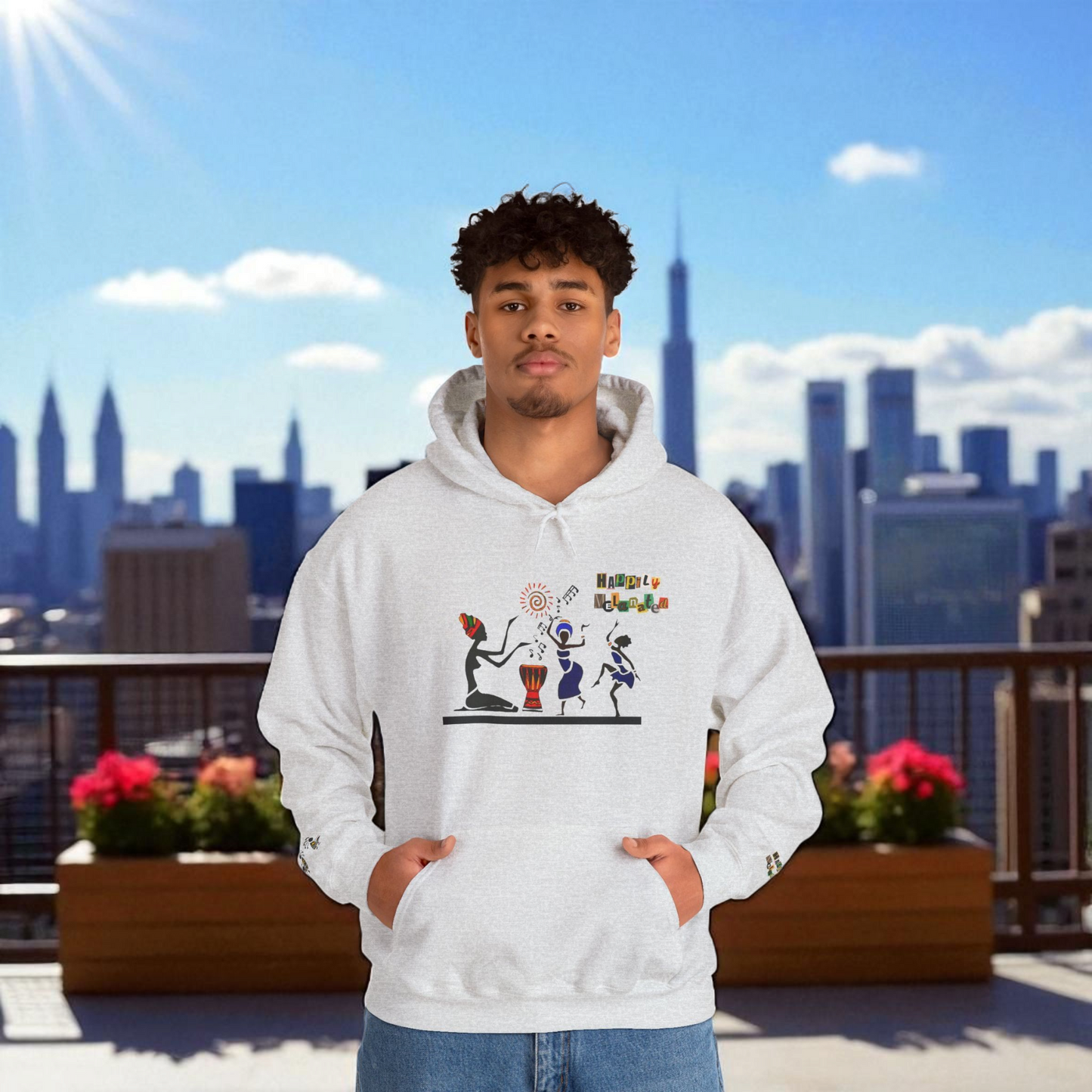 Ethnic Streetwear Unisex Heavy Blend, Hand-Drawn Tribal Music Art, Daily Wear