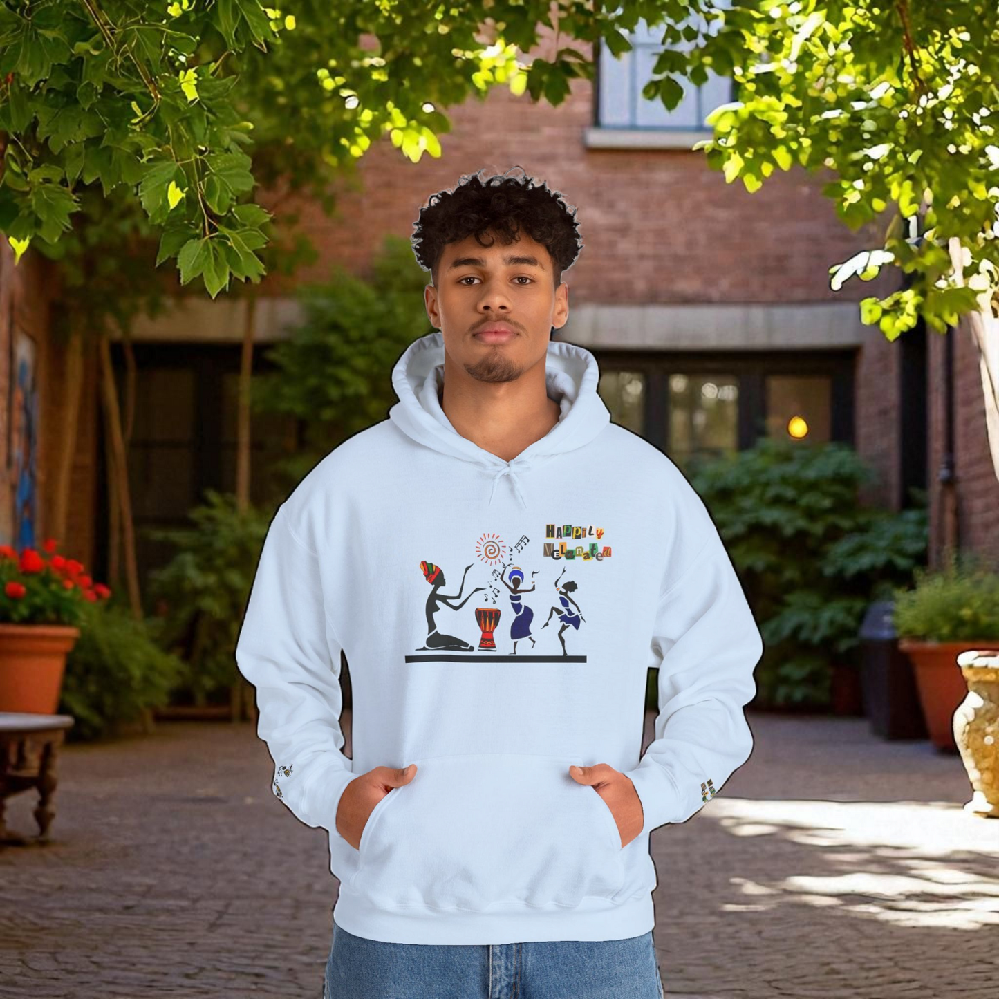 Ethnic Streetwear Unisex Heavy Blend, Hand-Drawn Tribal Music Art, Daily Wear