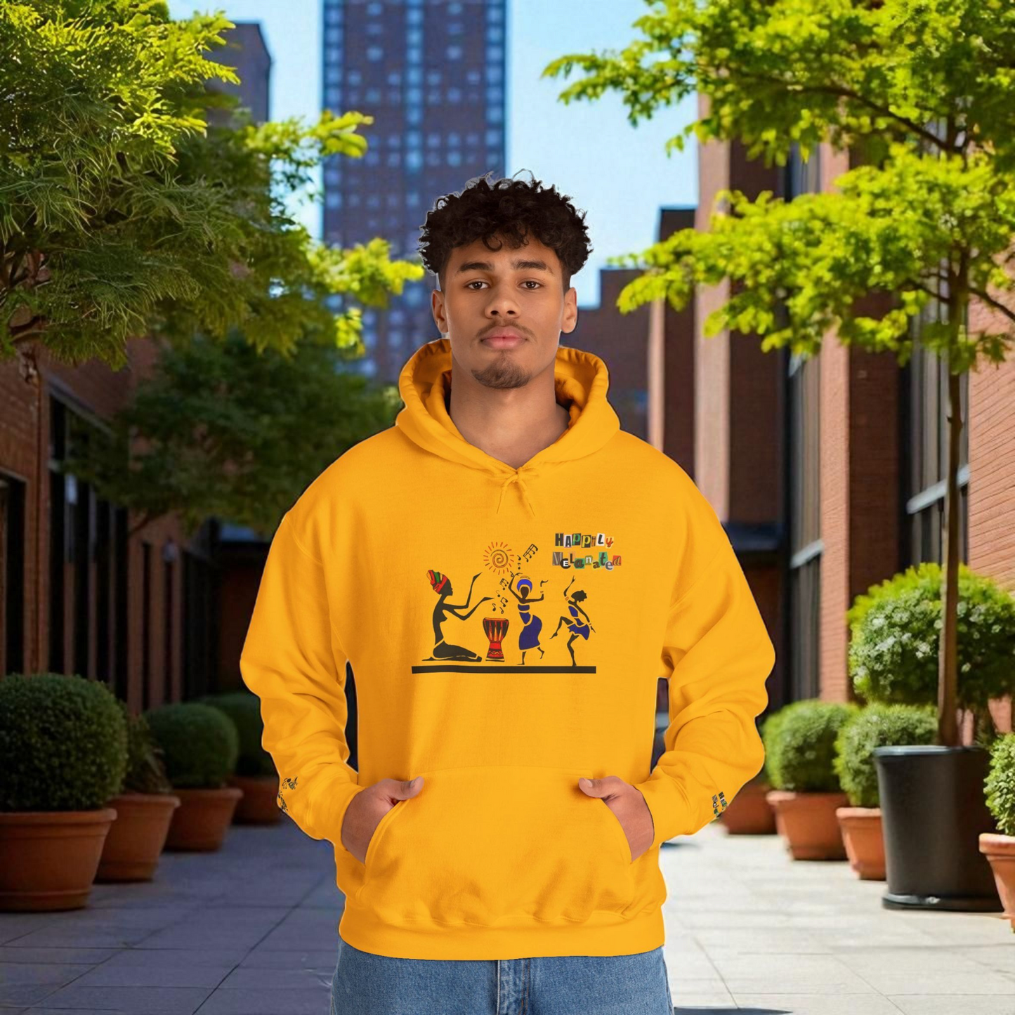 Ethnic Streetwear Unisex Heavy Blend, Hand-Drawn Tribal Music Art, Daily Wear