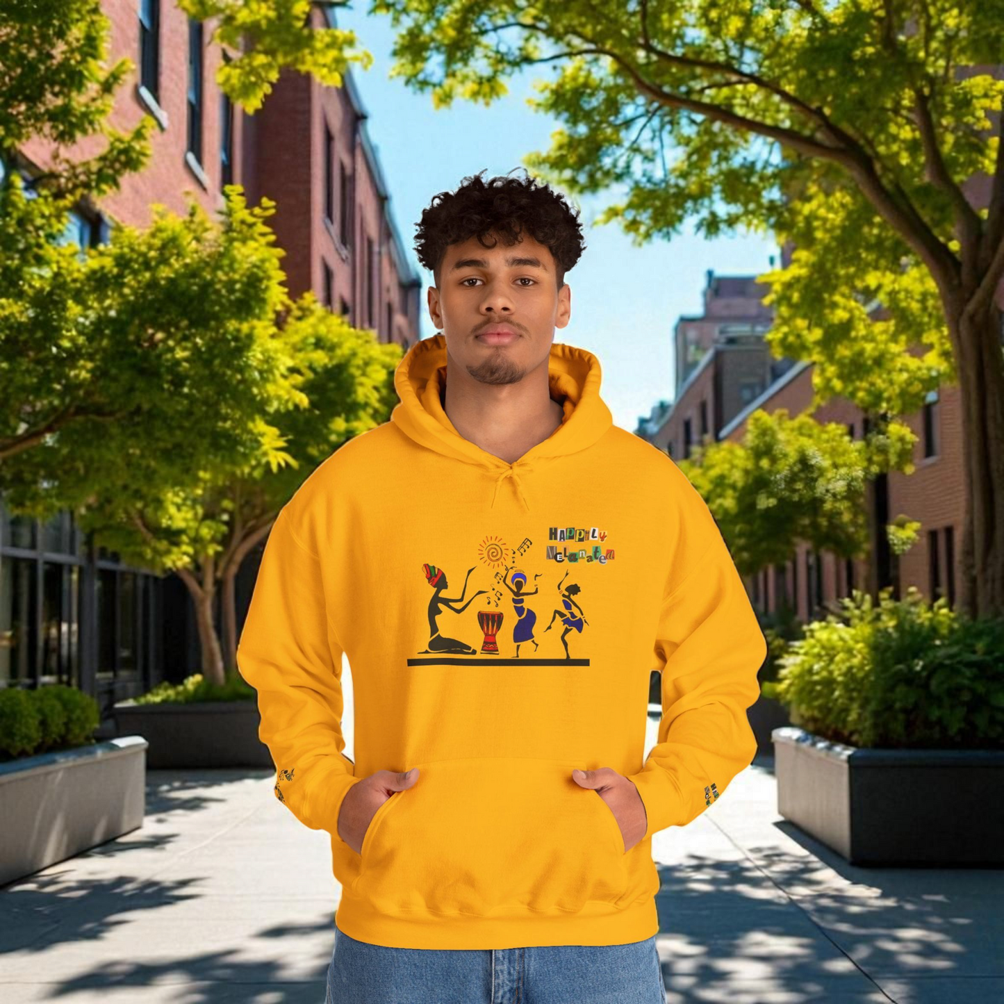 Ethnic Streetwear Unisex Heavy Blend, Hand-Drawn Tribal Music Art, Daily Wear