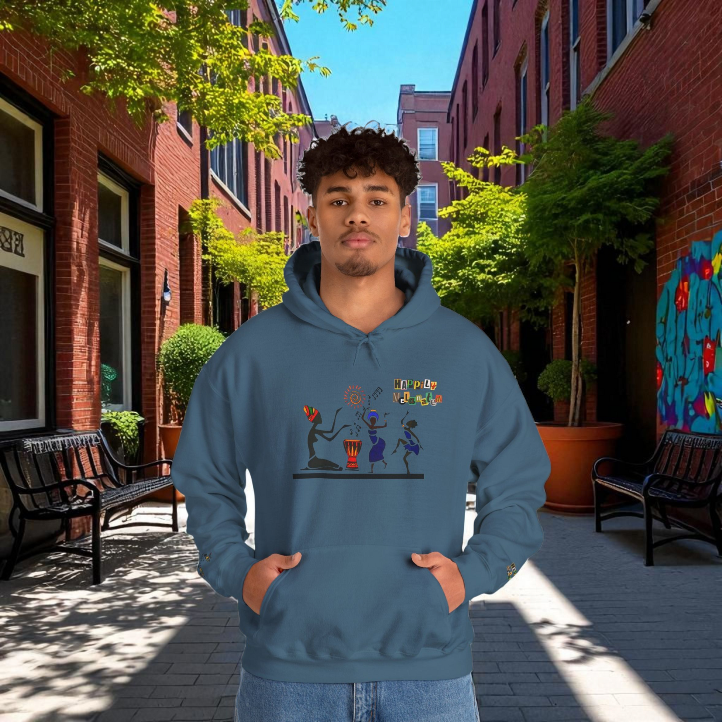 Ethnic Streetwear Unisex Heavy Blend, Hand-Drawn Tribal Music Art, Daily Wear