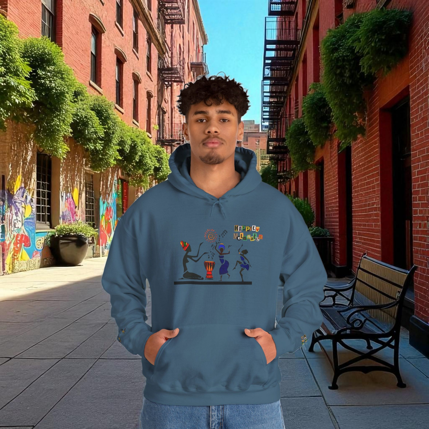 Ethnic Streetwear Unisex Heavy Blend, Hand-Drawn Tribal Music Art, Daily Wear
