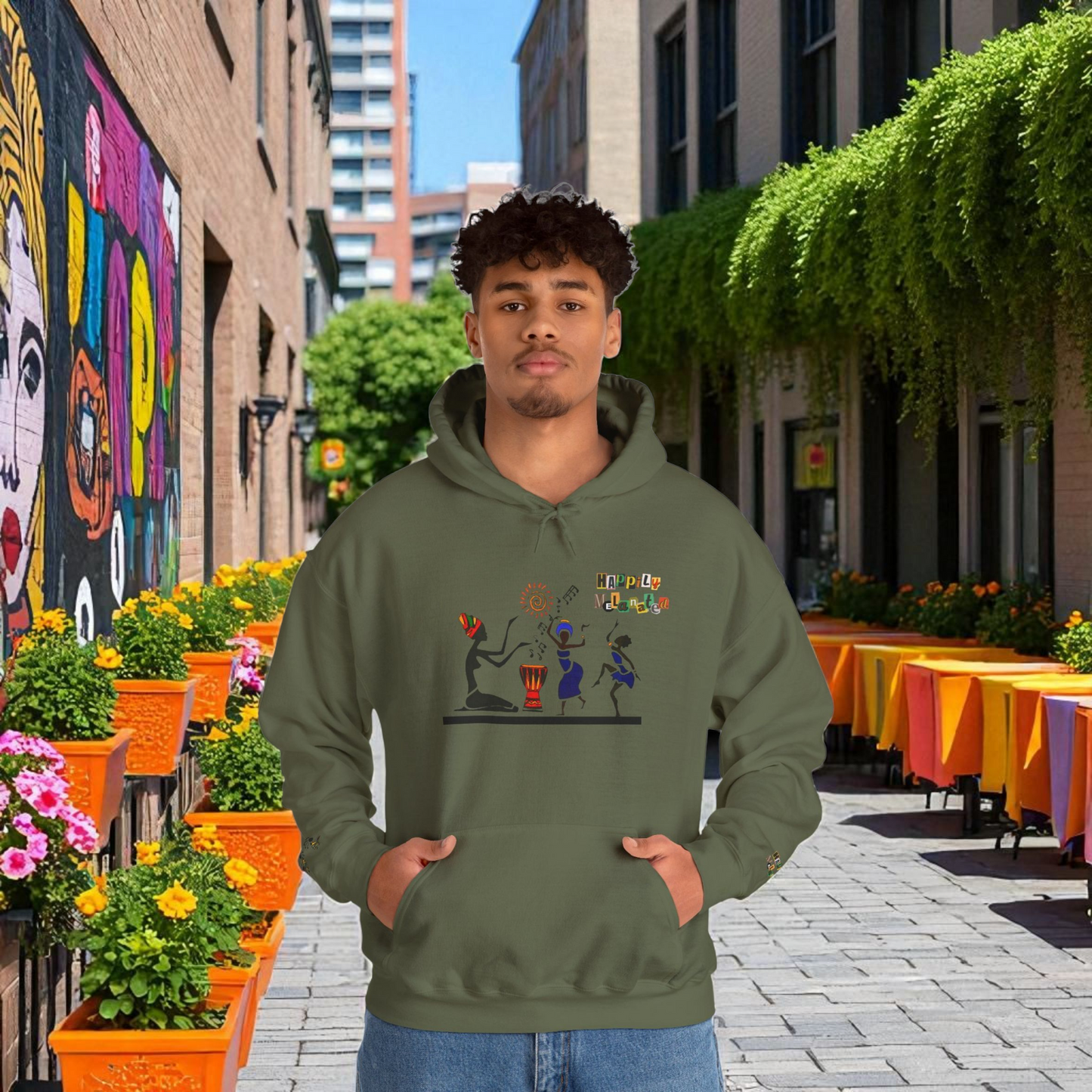 Ethnic Streetwear Unisex Heavy Blend, Hand-Drawn Tribal Music Art, Daily Wear