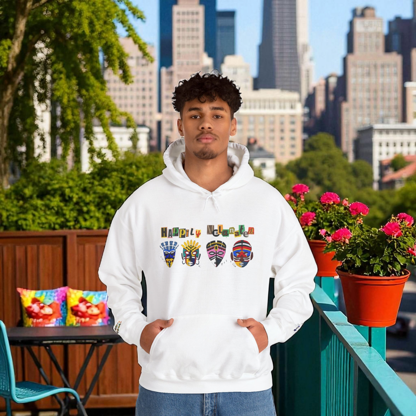 Ethnic Streetwear Unisex Heavy Blend, Hand-Drawn Tribal Music Art, Daily Wear