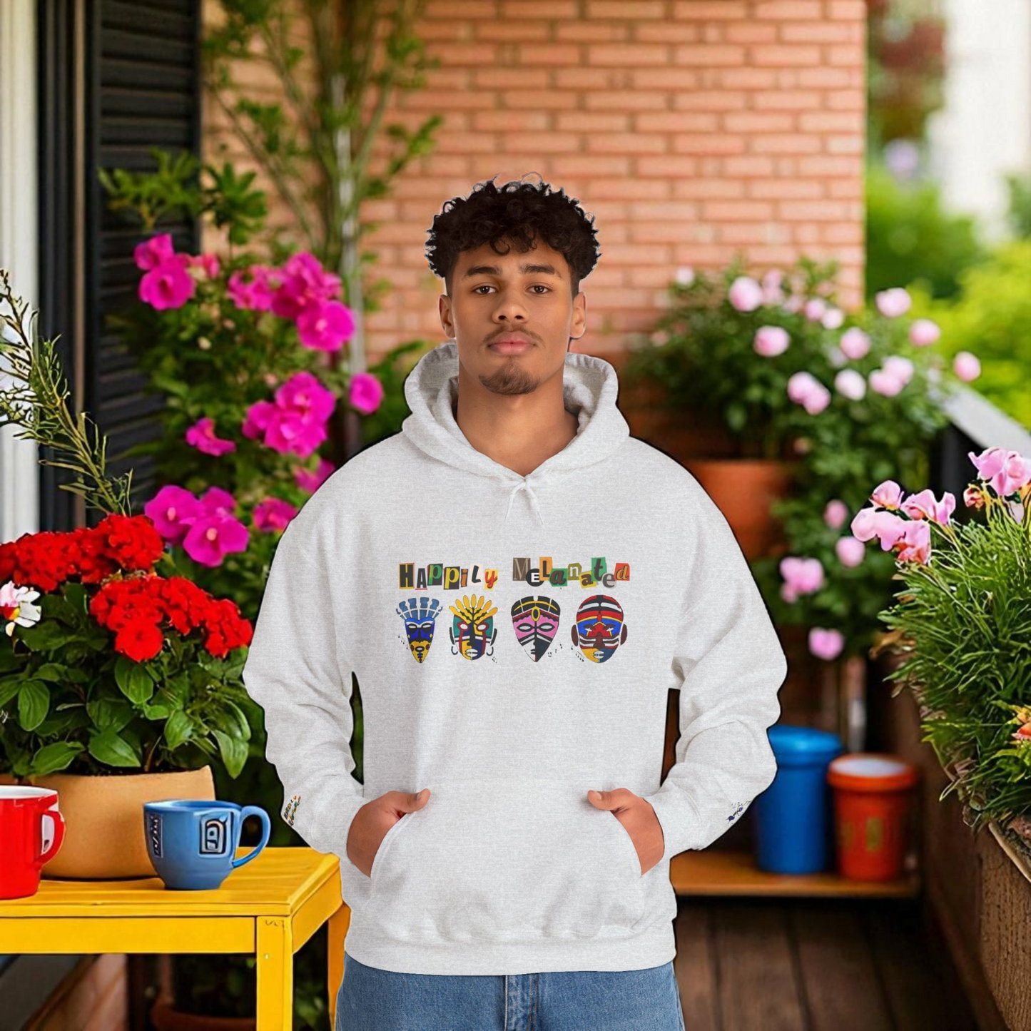 Ethnic Streetwear Unisex Heavy Blend, Hand-Drawn Tribal Music Art, Daily Wear