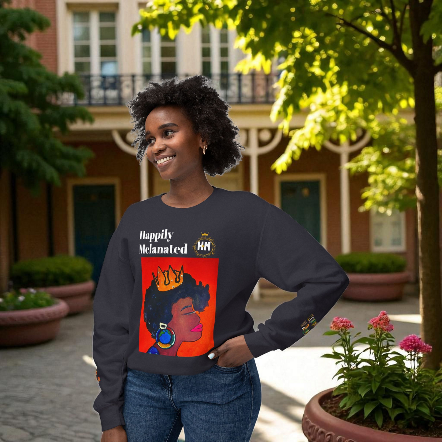 Afrocentric Graphic Sweatshirt - Black Art Unisex Lightweight Crewneck