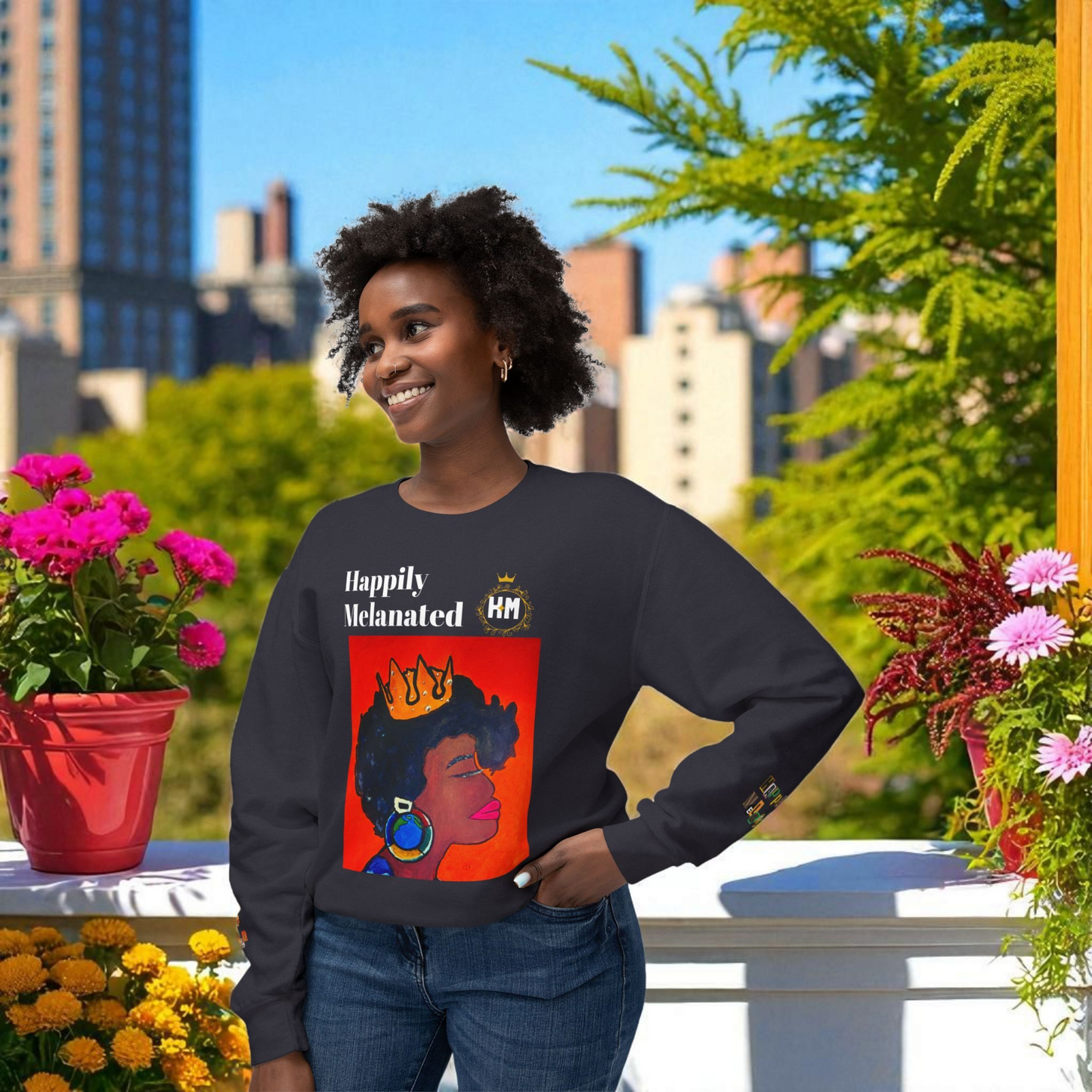 Afrocentric Graphic Sweatshirt - Black Art Unisex Lightweight Crewneck