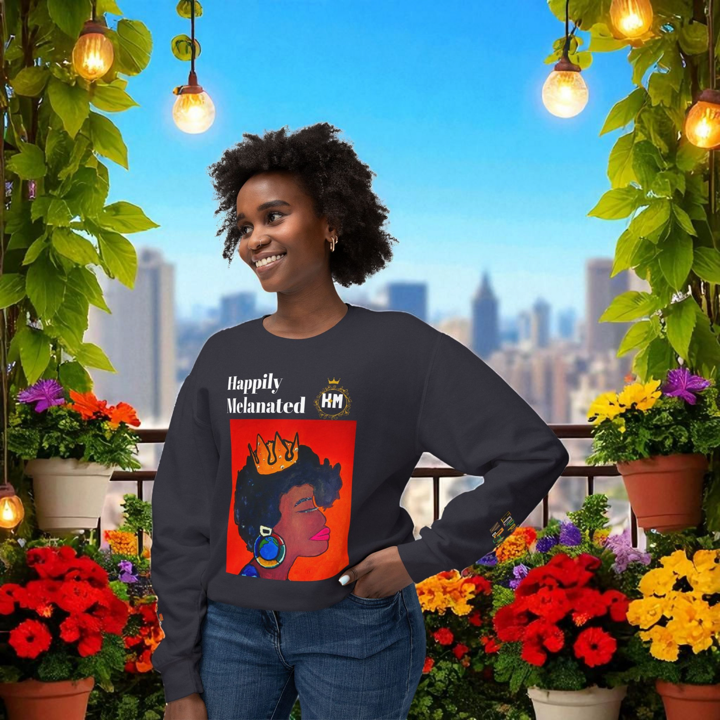 Afrocentric Graphic Sweatshirt - Black Art Unisex Lightweight Crewneck