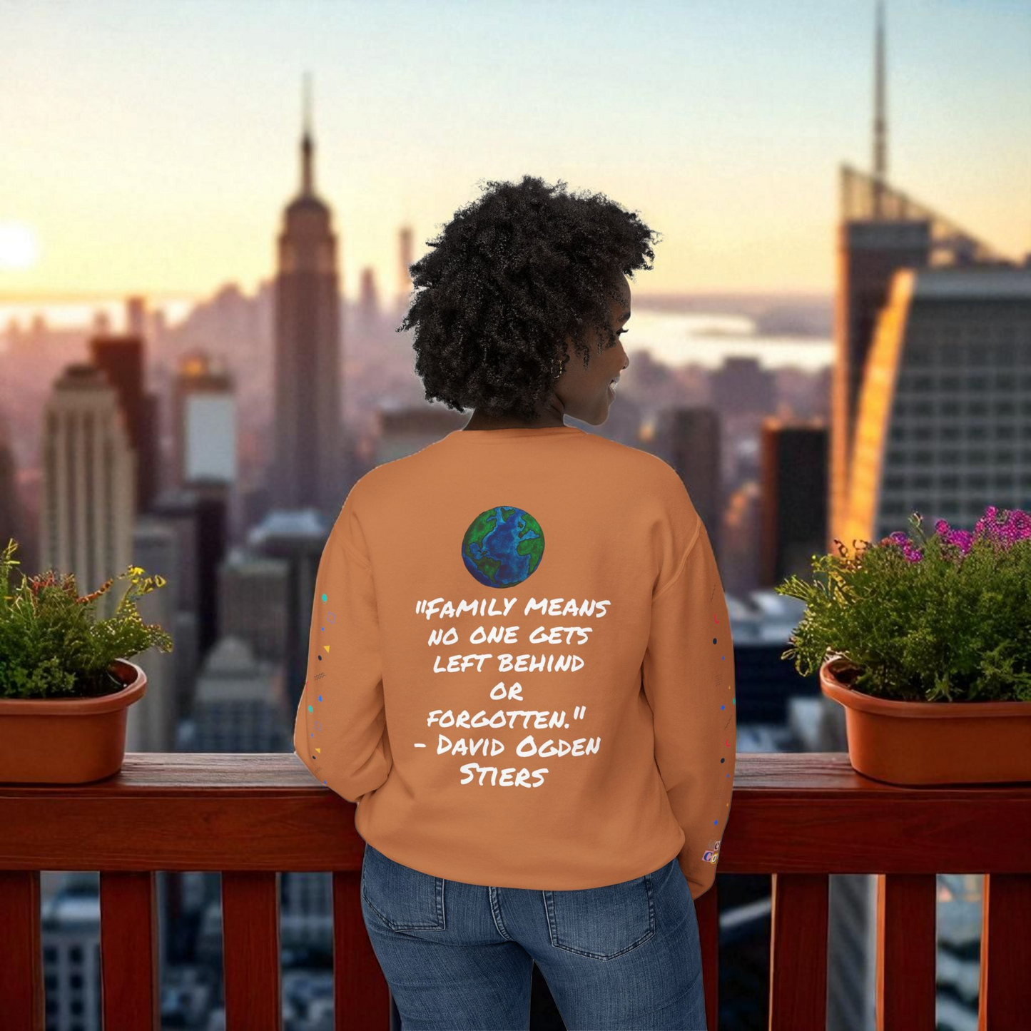 Bold Ethnic Unisex Light Weight Crewneck, Hand-drawn Tribal Family Doodle Design