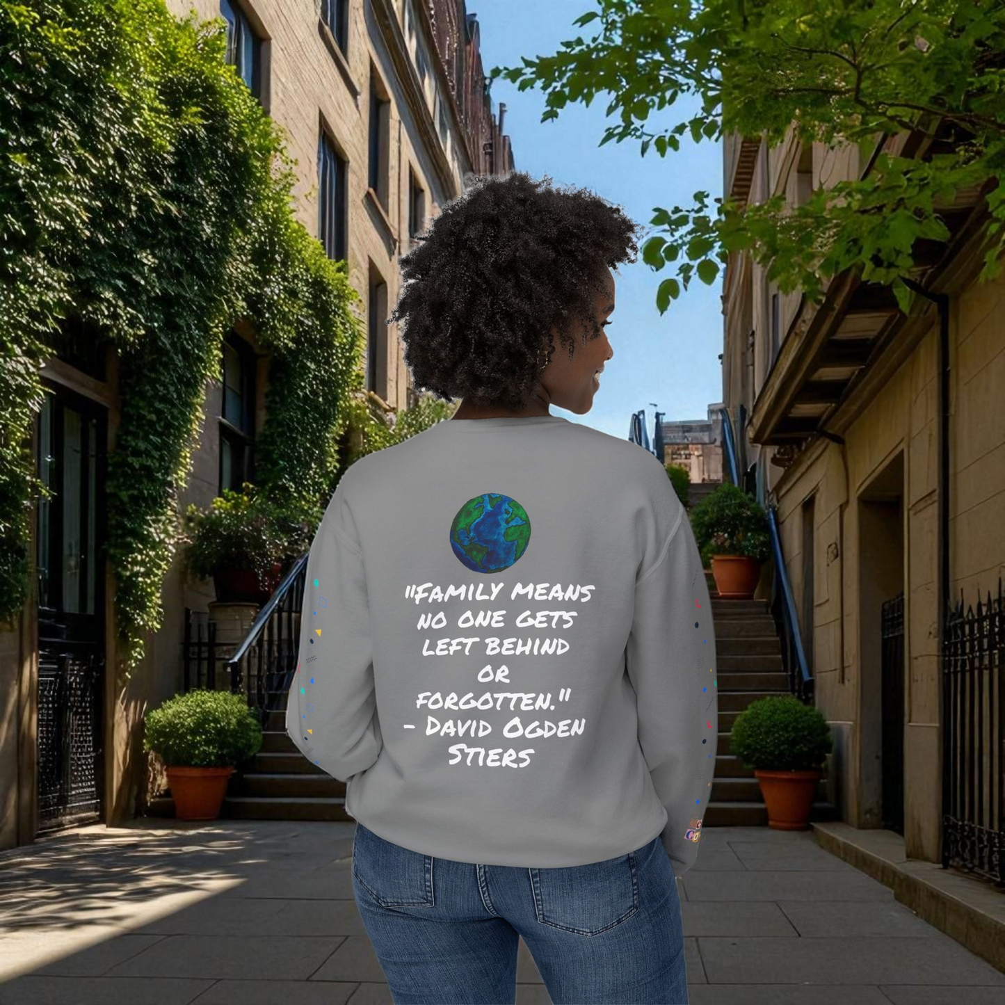 Bold Ethnic Unisex Light Weight Crewneck, Hand-drawn Tribal Family Doodle Design