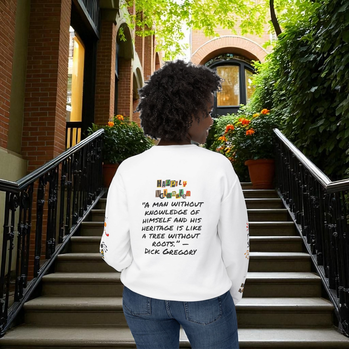 Handcrafted Afro Music Cartoon Graphic Unisex Lightweight Crewneck Sweatshirt