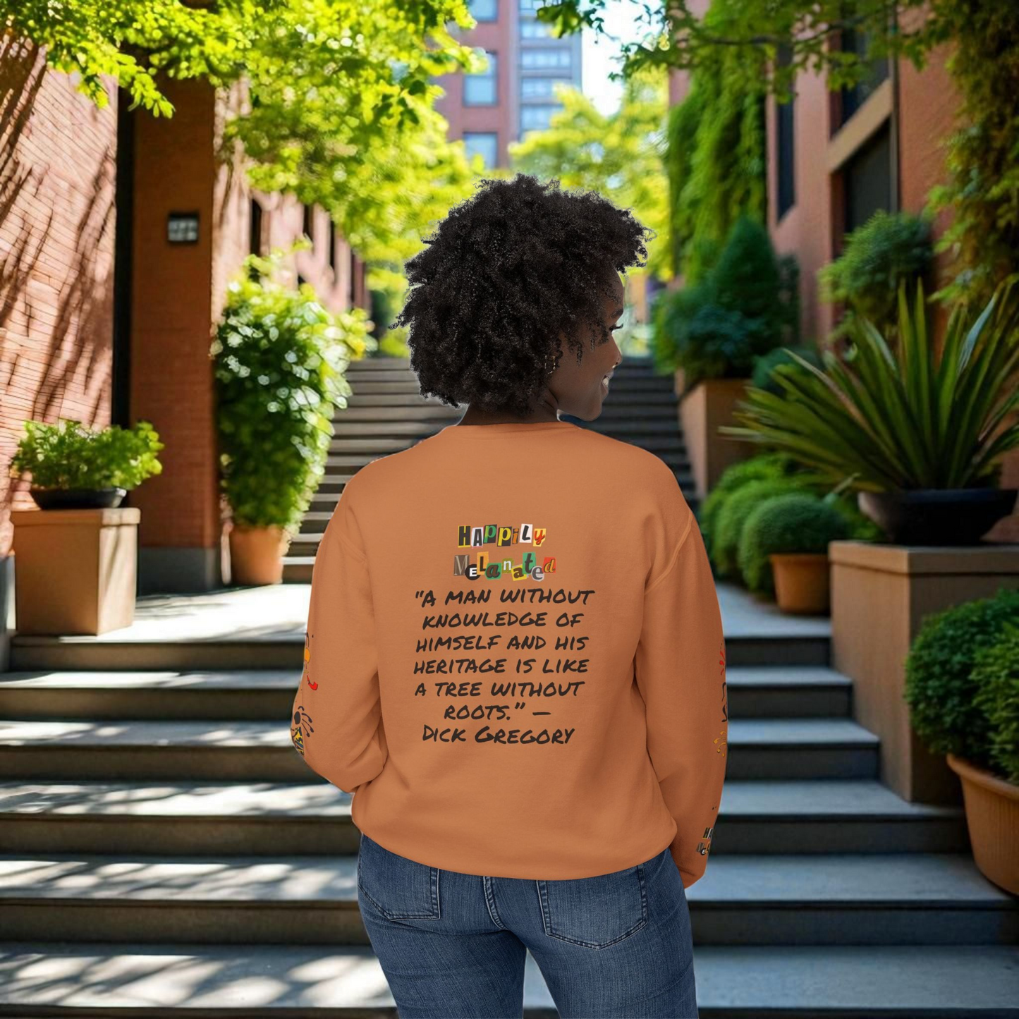Handcrafted Afro Music Cartoon Graphic Unisex Lightweight Crewneck Sweatshirt