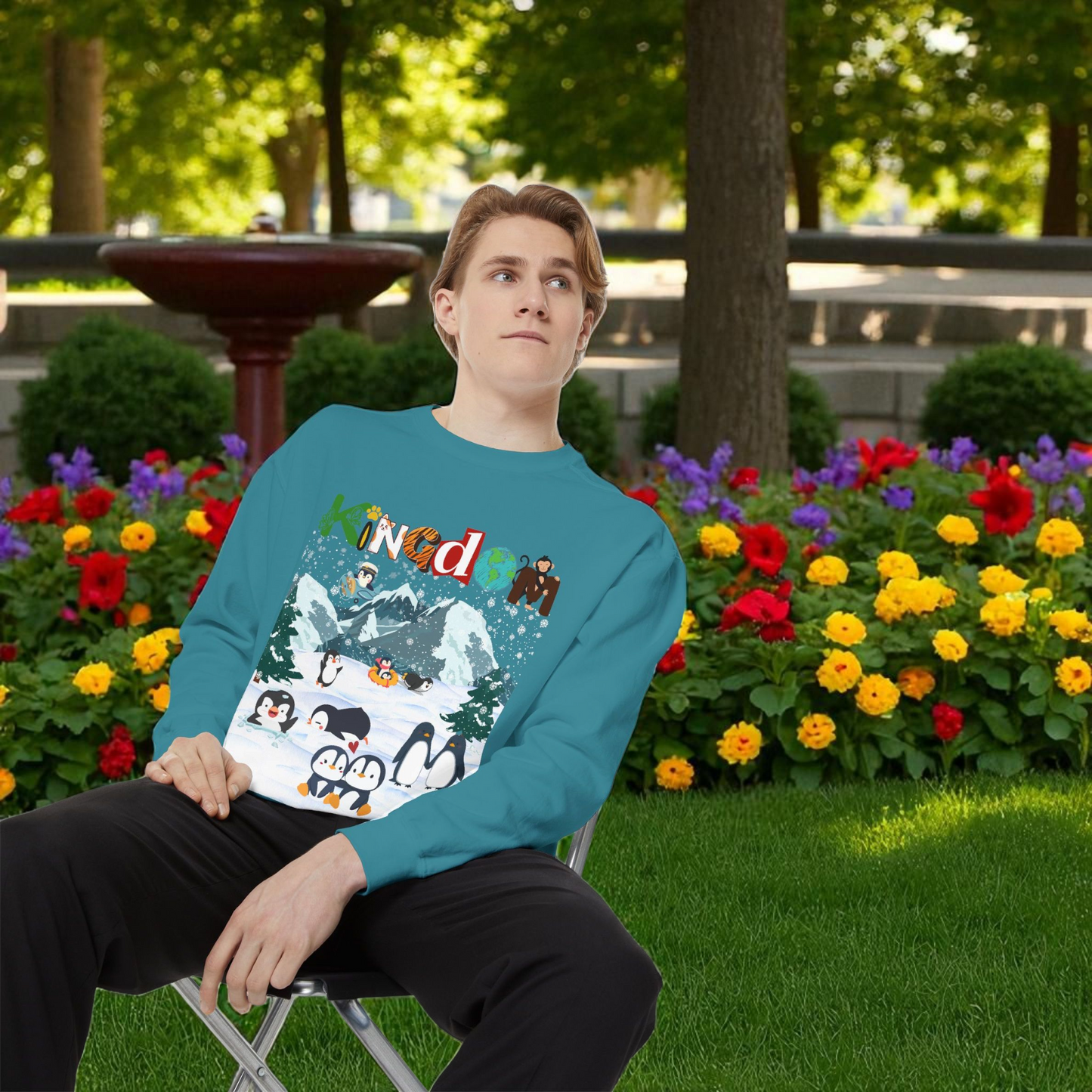 Arctic Animals, Penguins Graphic Unisex Sweatshirt, Winter Jumper, Animal Lover Gift