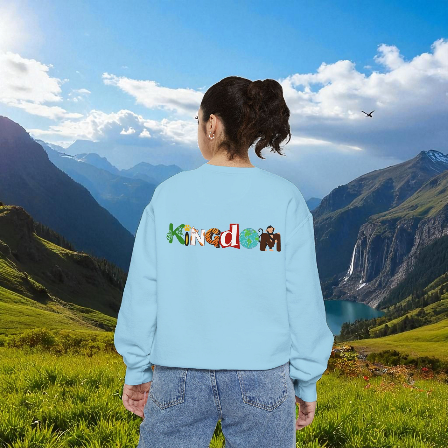 Jungle Theme Unisex Garment-Dyed Sweatshirt, Wild Animals Graphic, Safari Lover Gift