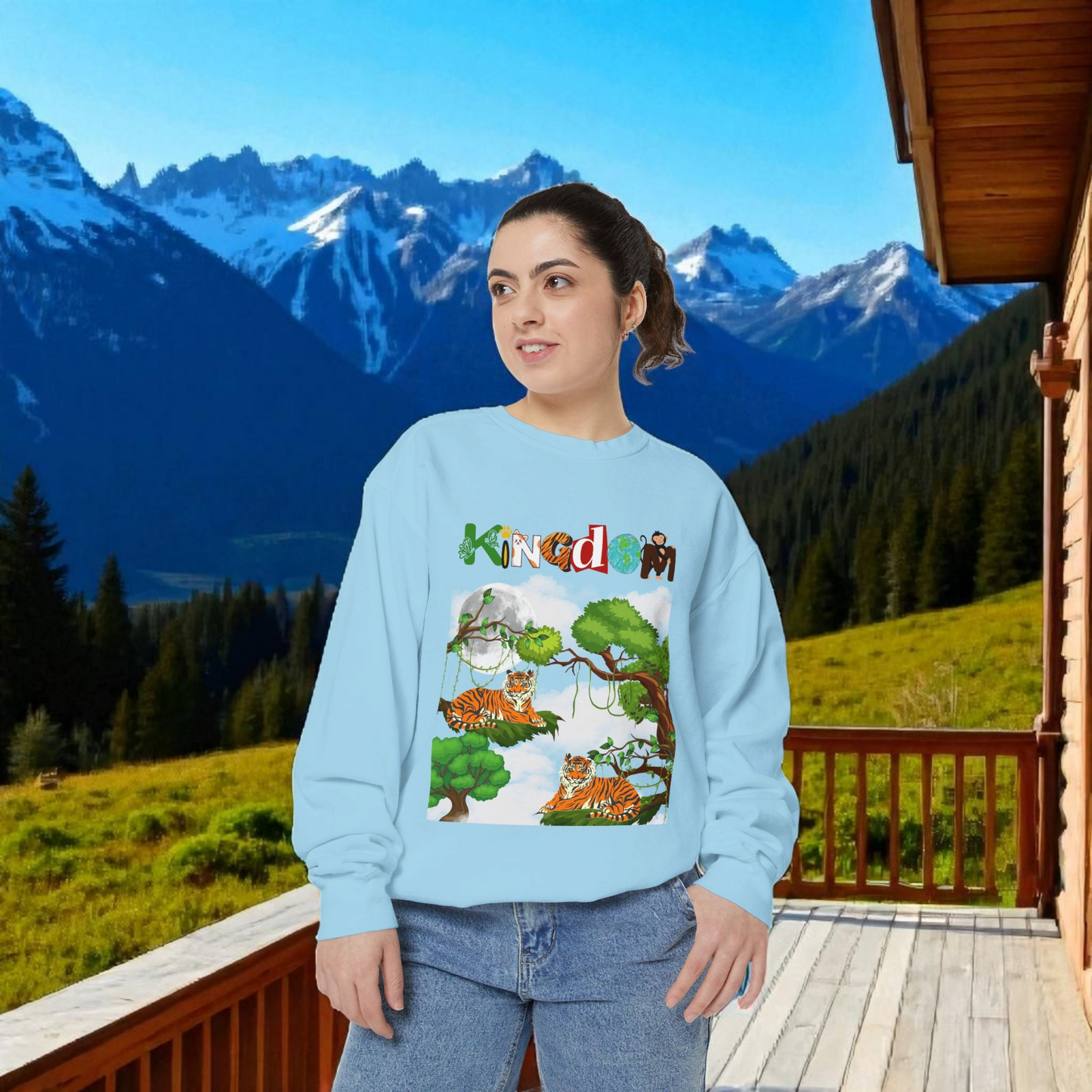 Tiger Jungle Unisex Sweatshirt, Wild Animals Garment-Dyed Jumper, Wildlife Sweatshirt, Tiger Print