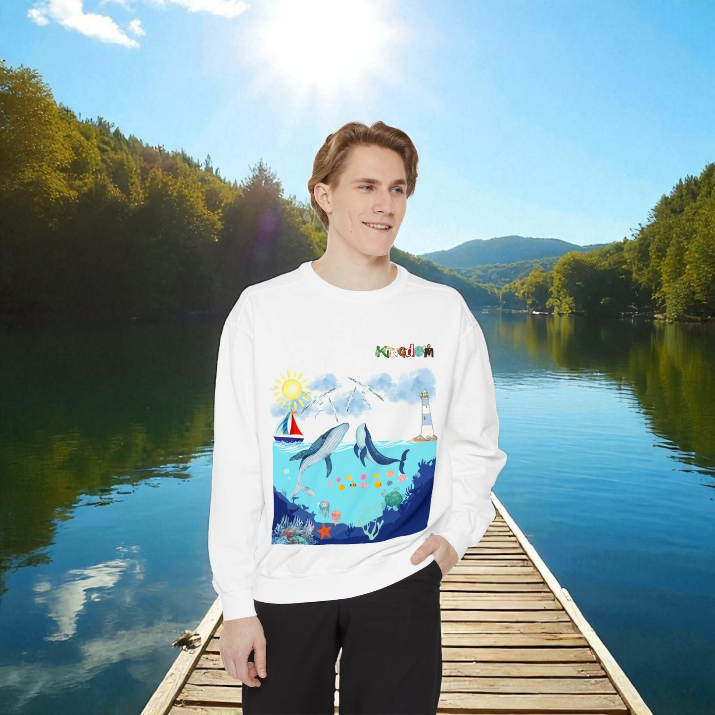 Nautical Animals Unisex Sweatshirt, Underwater Sailor Life Jumper, Sea Creatures Sweater