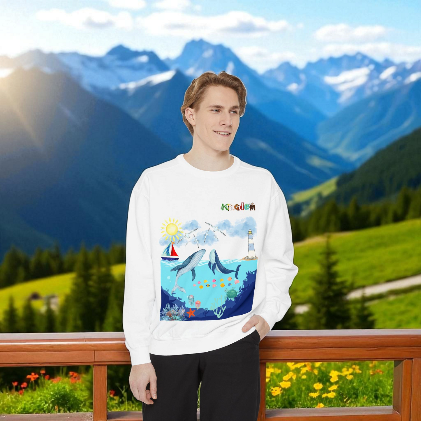 Nautical Animals Unisex Sweatshirt, Underwater Sailor Life Jumper, Sea Creatures Sweater