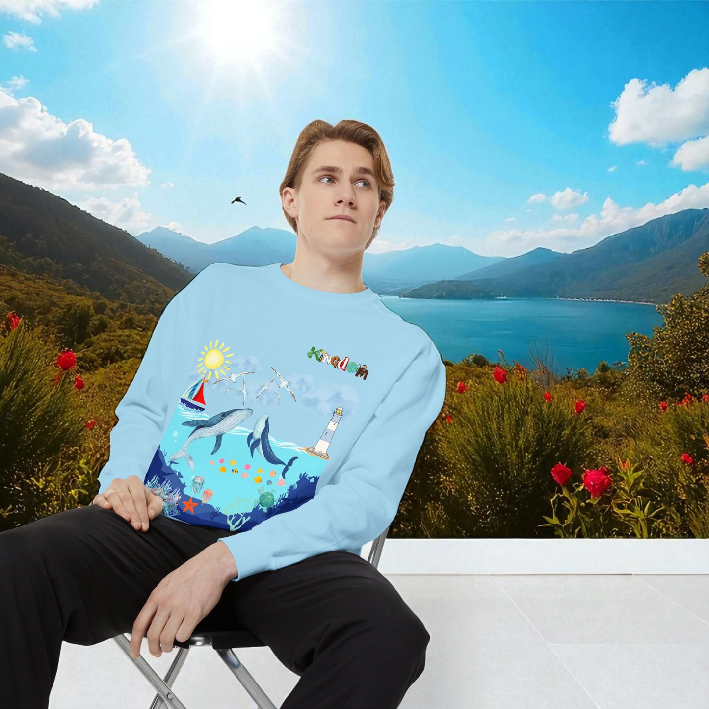 Nautical Animals Unisex Sweatshirt, Underwater Sailor Life Jumper, Sea Creatures Sweater