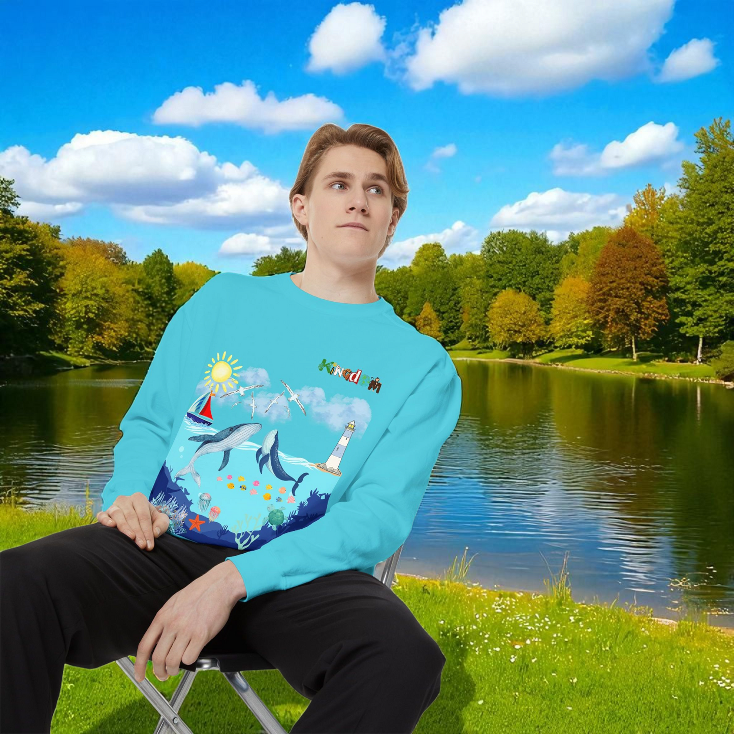 Nautical Animals Unisex Sweatshirt, Underwater Sailor Life Jumper, Sea Creatures Sweater
